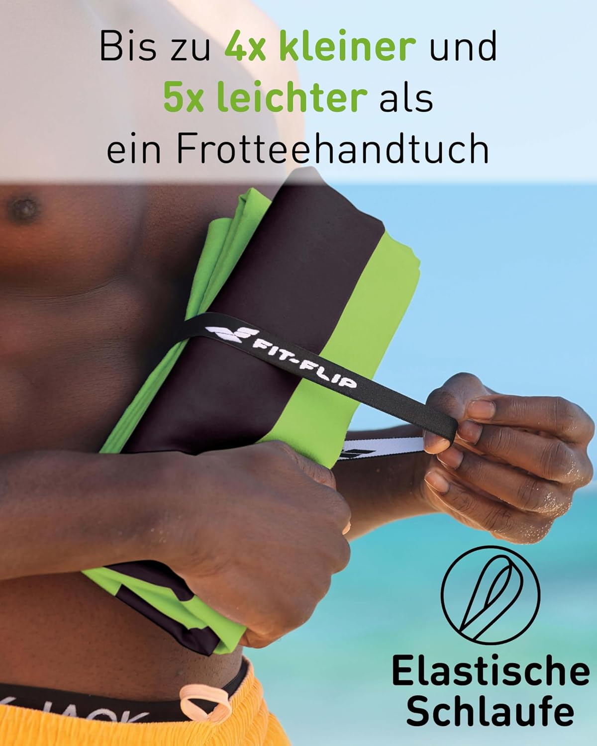 Detalle de Fit-Flip Strandtuch XXL Mikrofaser – leicht, schnelltrocknend und recycelt (160x90 cm)