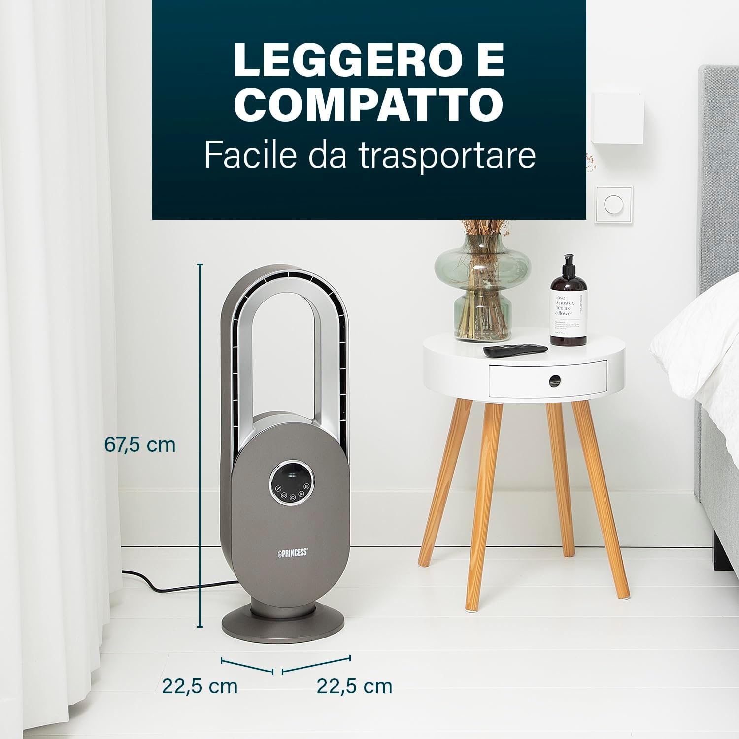 Thumbnail 2 de Princess Ventilatore senza pale – Sicuro, silenzioso ed efficiente, con 3 velocità, 3 modalità e timer