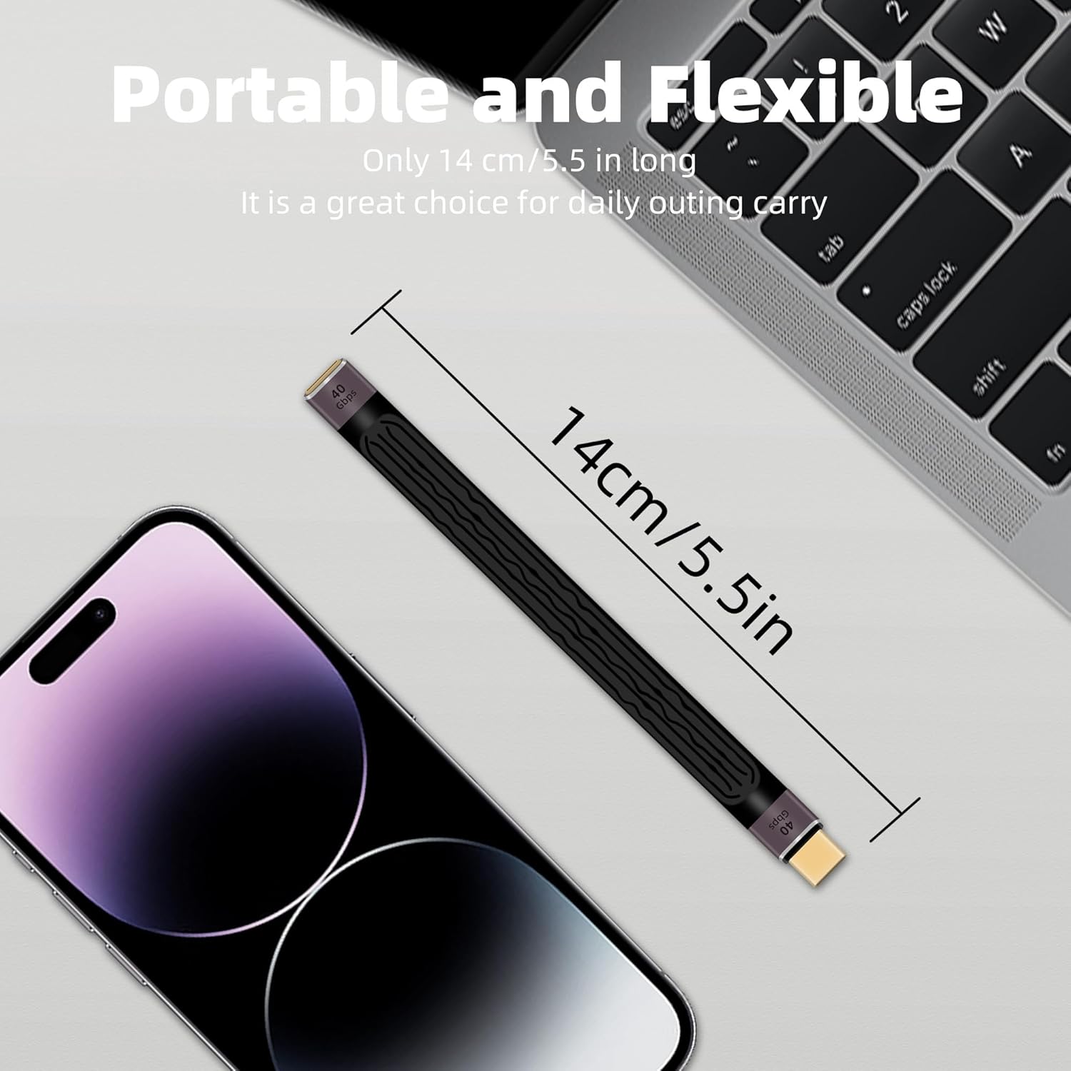 Thumbnail 4 de RIIEYOCA 100W USB-C Extension Cable (Short) – 40Gbps data, PD fast charging and 8K@60Hz video support