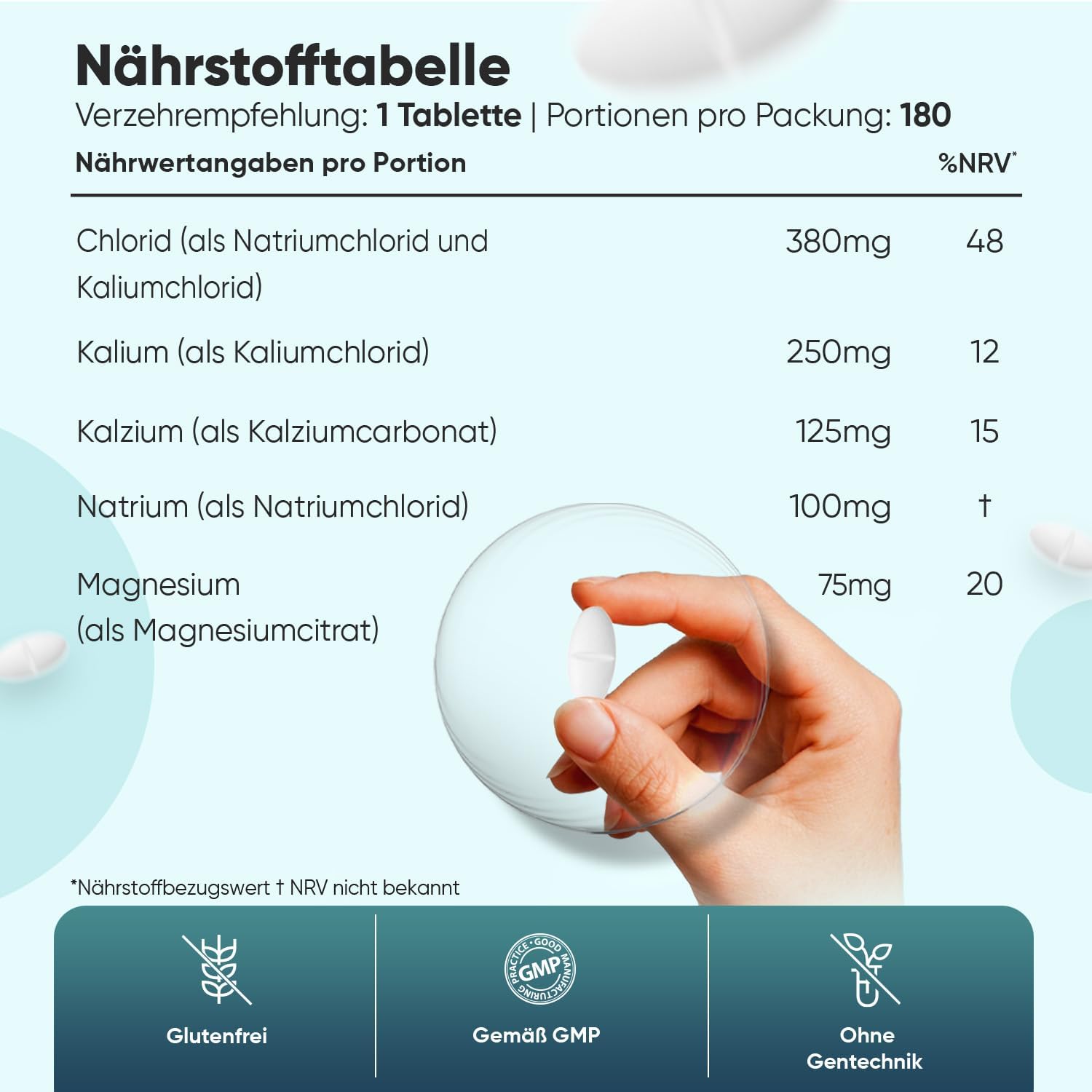 Thumbnail 2 de WeightWorld Elektrolyte Tabletten mit Magnesium, Kalzium, Kalium & Natrium – 180 vegane Tabletten