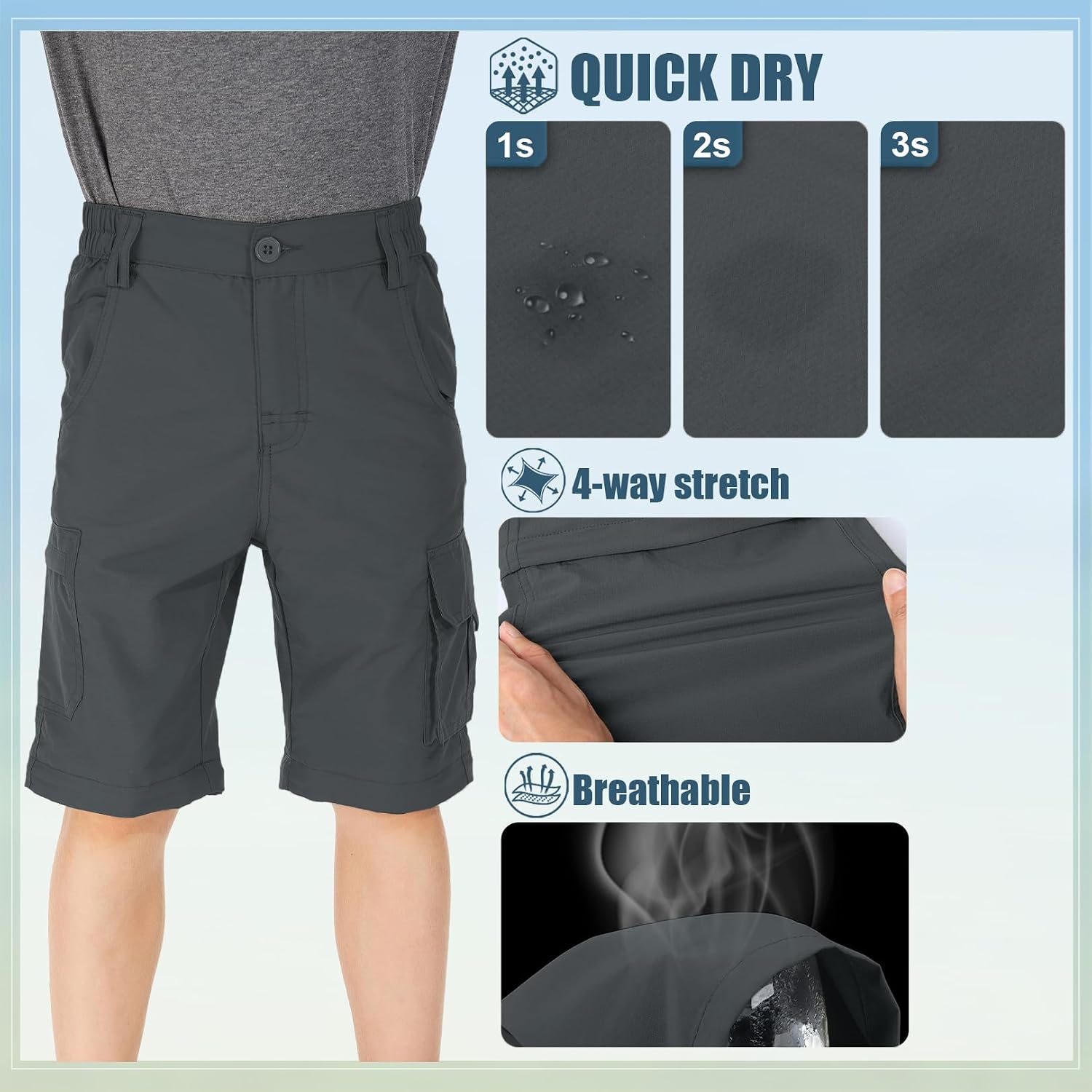Thumbnail 4 de linlon Convertible Cargo Hiking Pants for Kids, UPF 50+, Quick-Dry, 5–18Y