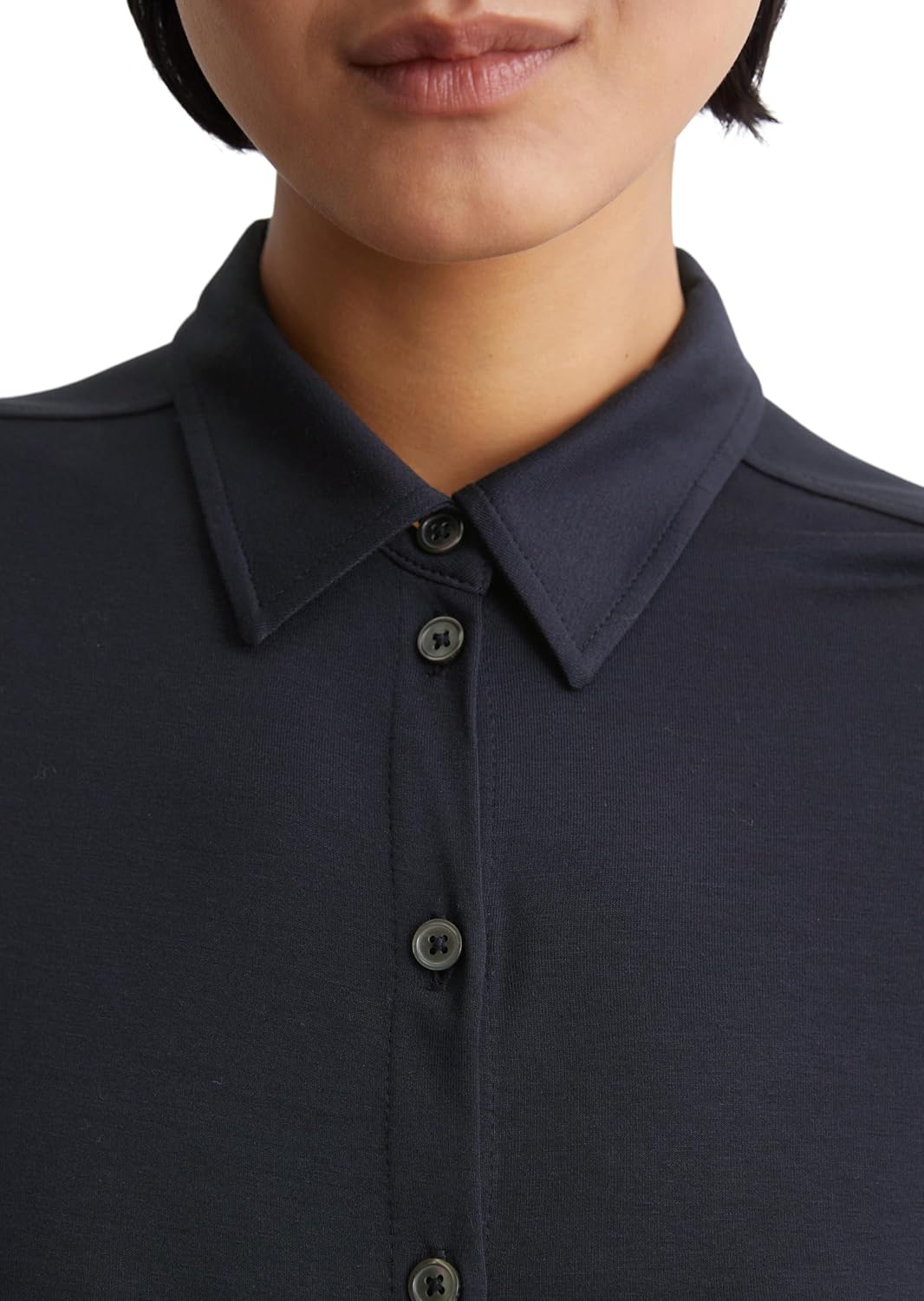 Detalle 2 de Marc O’Polo Damen Jerseybluse mit Stretch-Anteil und Spitzkragen