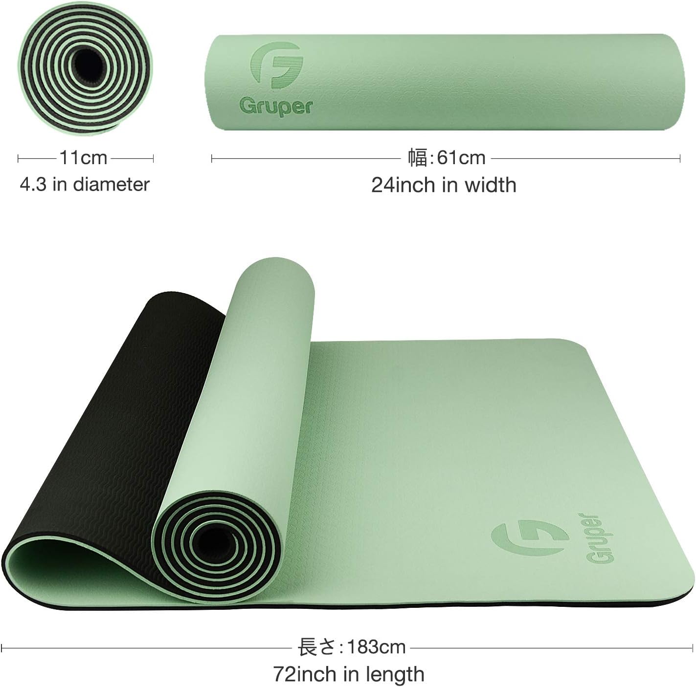 Detalle 1 de Gruper TPE Yoga Mat with Dual-Sided Grip, Carrying Strap, and Storage Bag