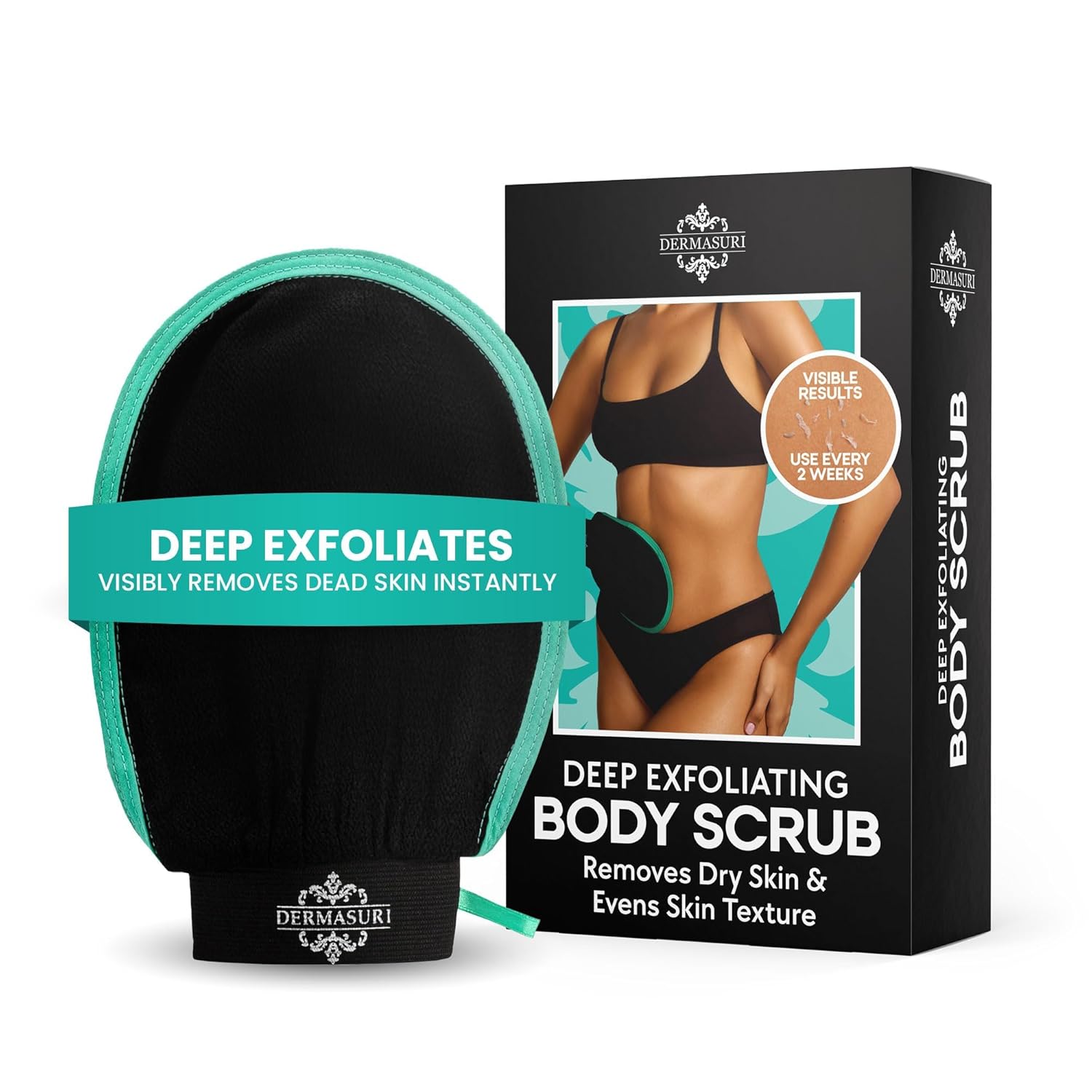 Detalle de Dermasuri Deep Exfoliating Glove (2 Pack) – Korean Exfoliating Mitt & Body Scrubber