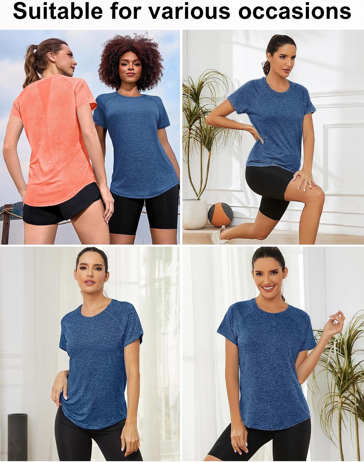 Detalle 2 de Gyabnw Maglie Palestra Donna – Manica Corta in Tessuto Mesh, Girocollo, Abbigliamento Fitness