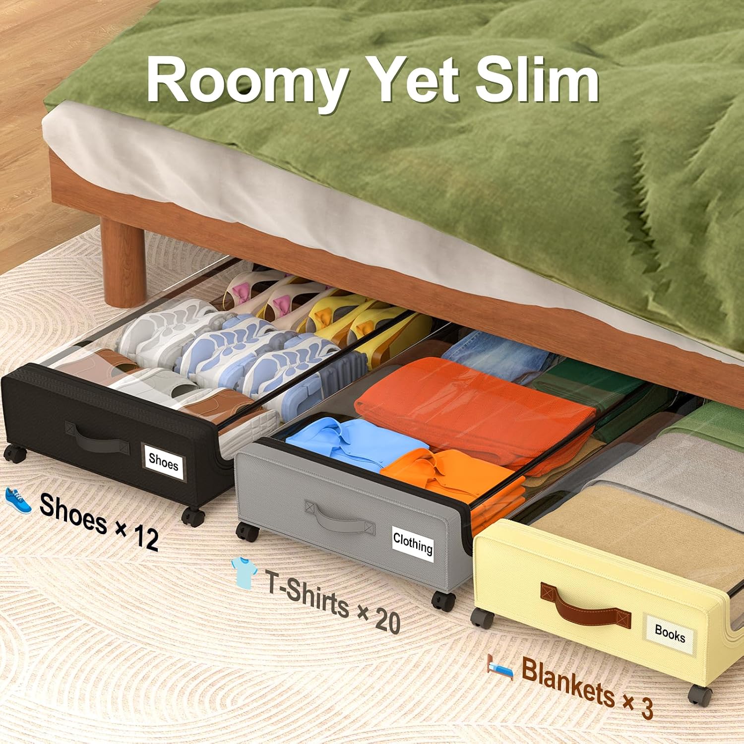 Thumbnail 4 de GoMaihe 48L Under Bed Storage with Wheels (4-Pack)