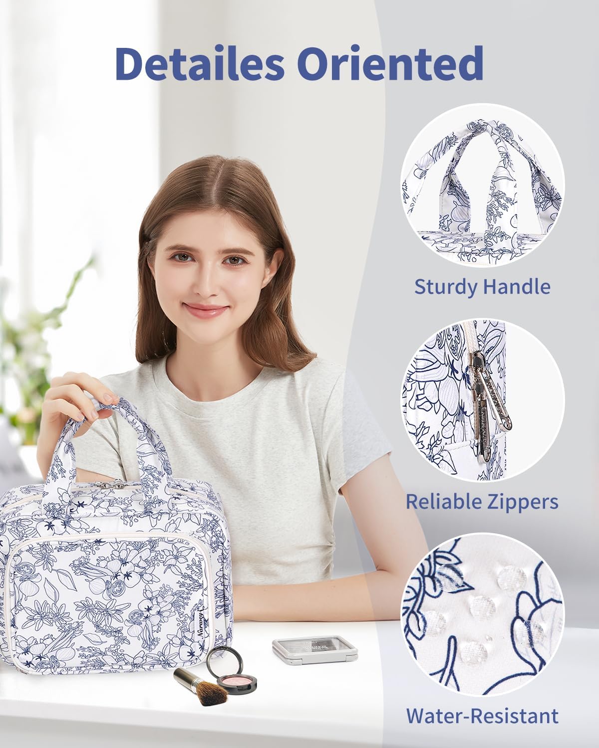 Thumbnail 2 de Narwey Navy Floral Toiletry Bag
