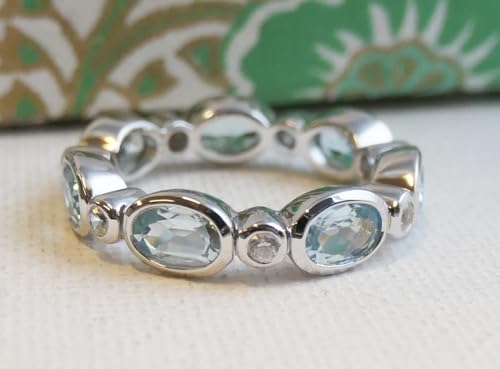 Detalle 2 de Blautopas und Zircon Ring von Sophia Rose Jewellery, US Größe 6 (Durchmesser 16,5 mm)