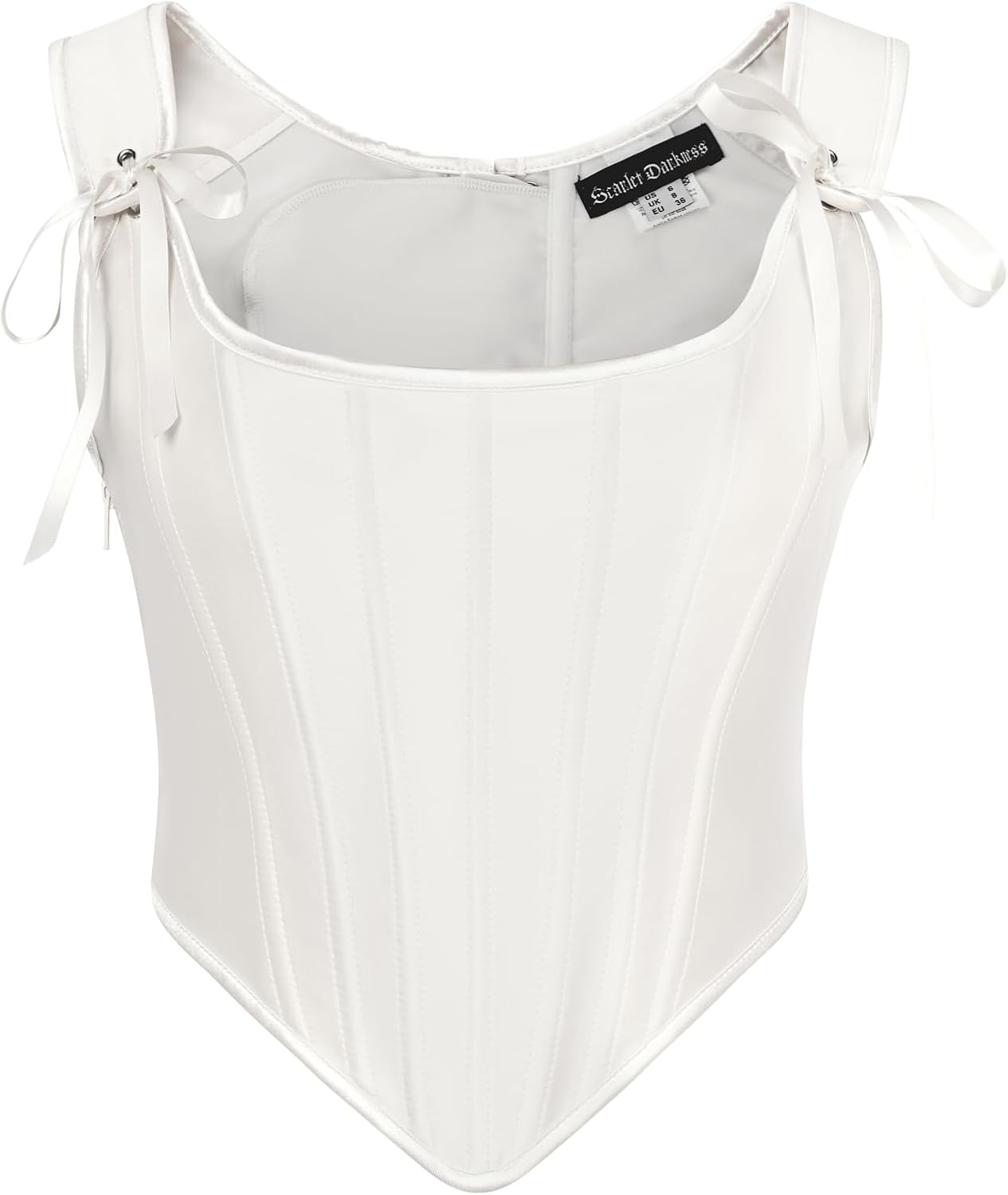 SCARLET DARKNESS Corset Renaissance vintage pour femme en satin noir, à lacets (style renacentiste)