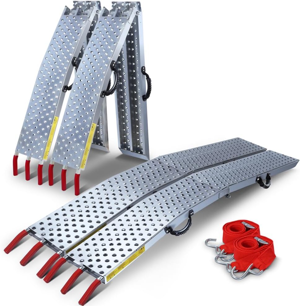Thumbnail 6 de VOUNOT® 2 Rampes Pliables de Chargement 400 kg – Rampe d’accès en acier galvanisé 180 cm x 23 cm x 4,5 cm