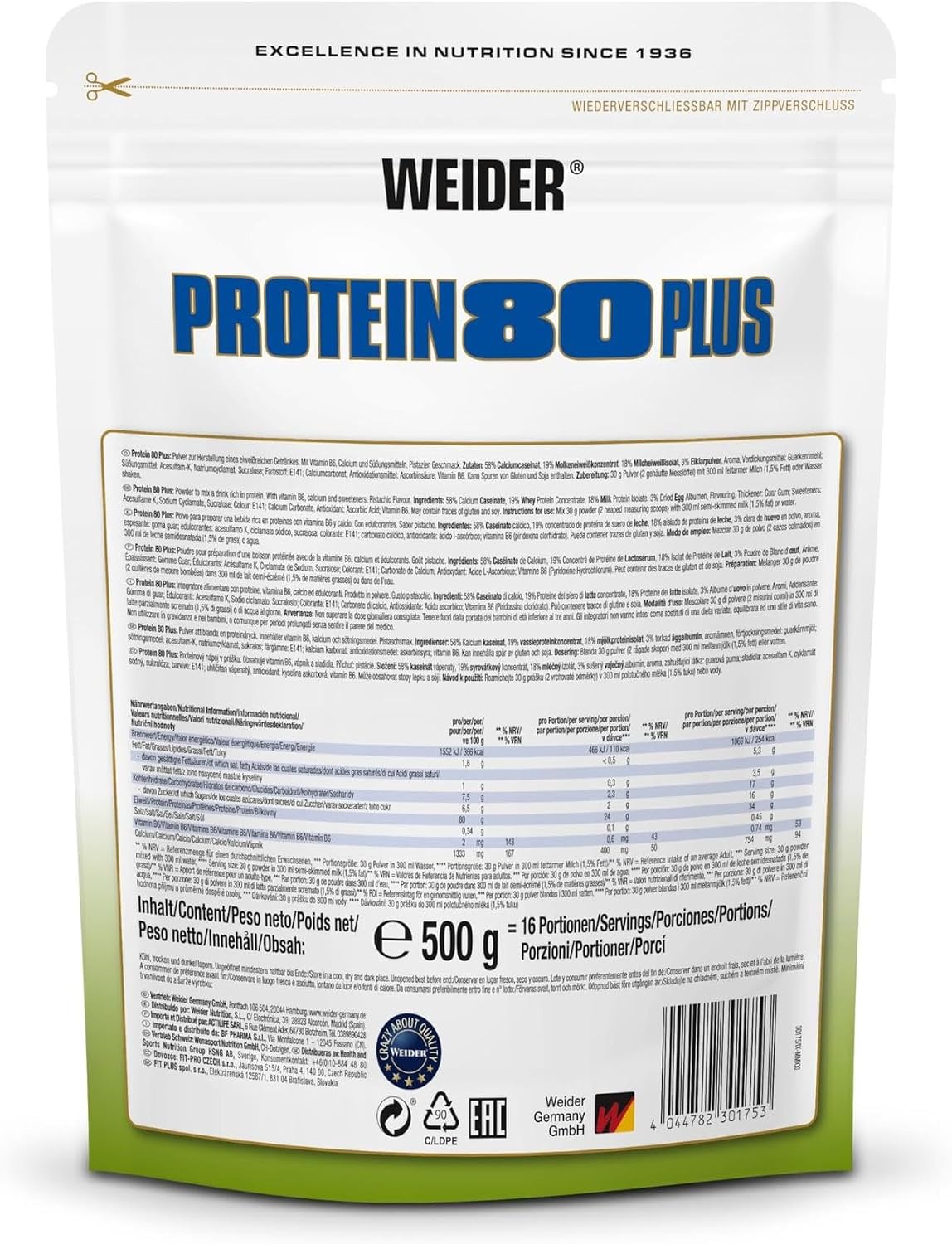 Thumbnail 1 de Weider Protein 80 Plus Proteinpulver 500 g 🍶