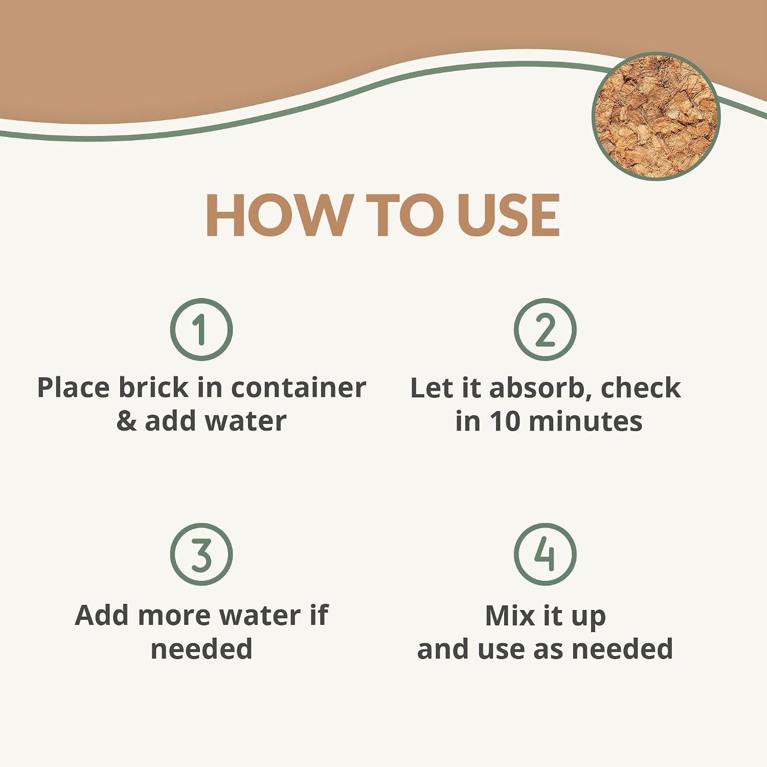 Detalle de plantonix Coco Chips Coconut Husk Mulch Brick, 10 lb, Moisture-Retaining