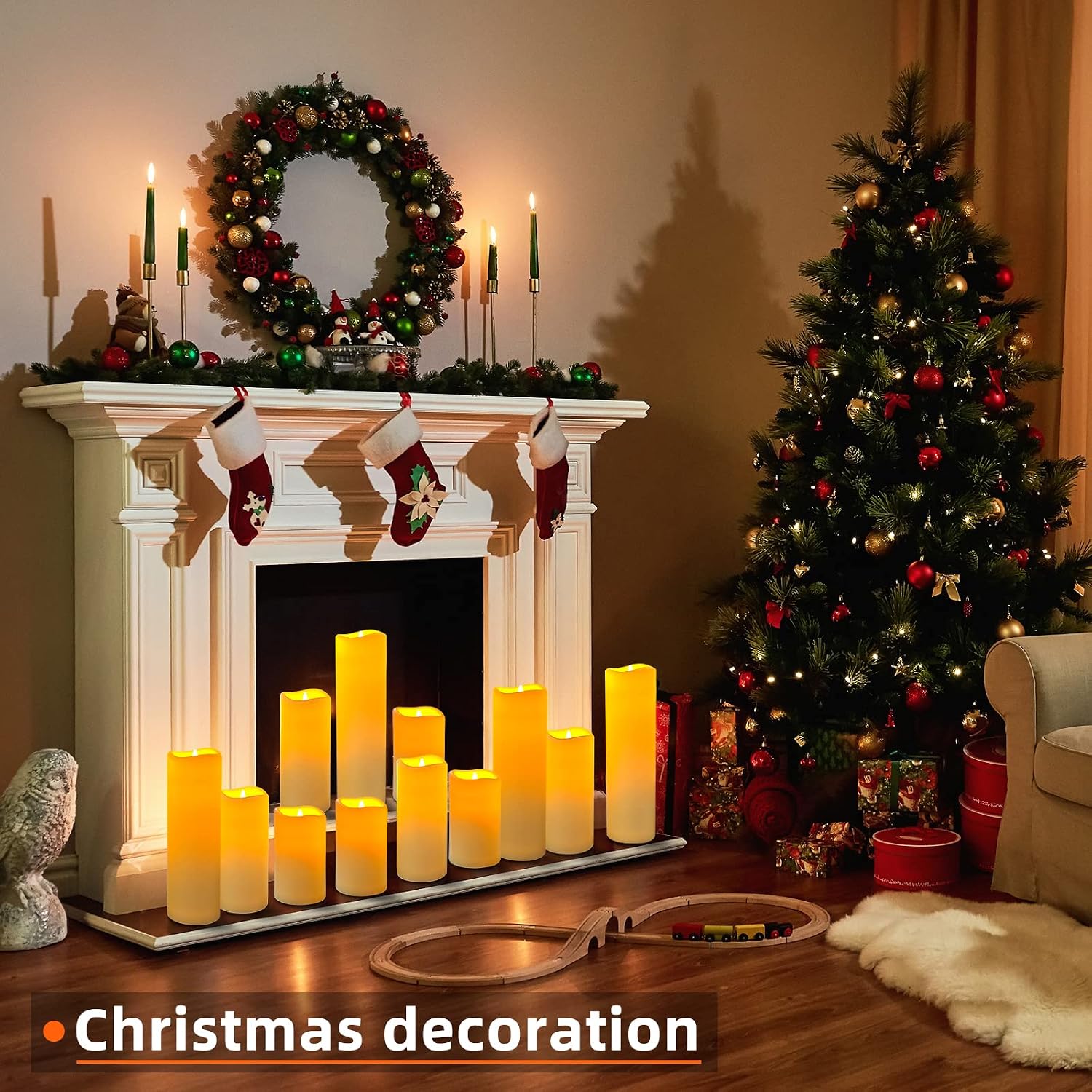Thumbnail 4 de OSHINE Waterproof Battery Flameless LED Candles (2 Sets of 9) with Remote, 24-Hour Timer, 4–9 inch Heights – Outdoor Decor