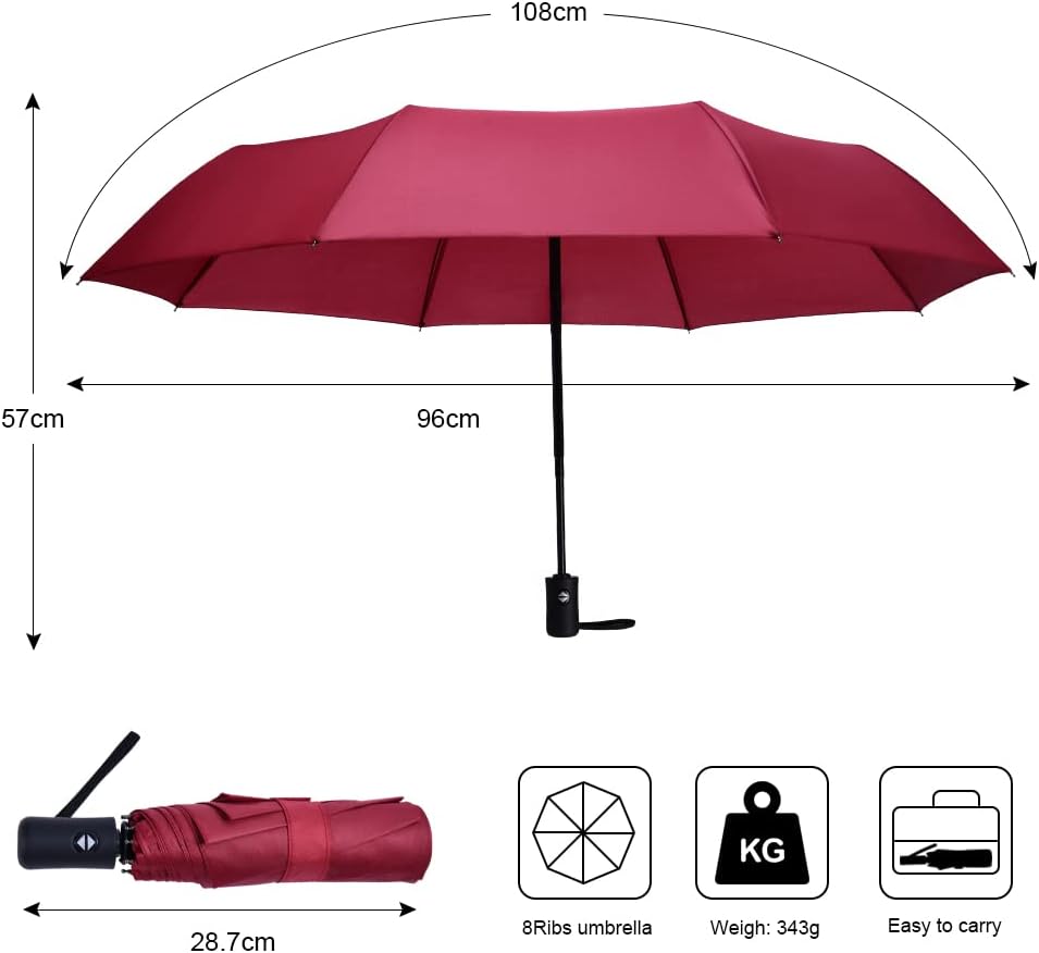Detalle de Vicloon Regenschirm Auf-Zu Taschenschirm 8 Rippen
