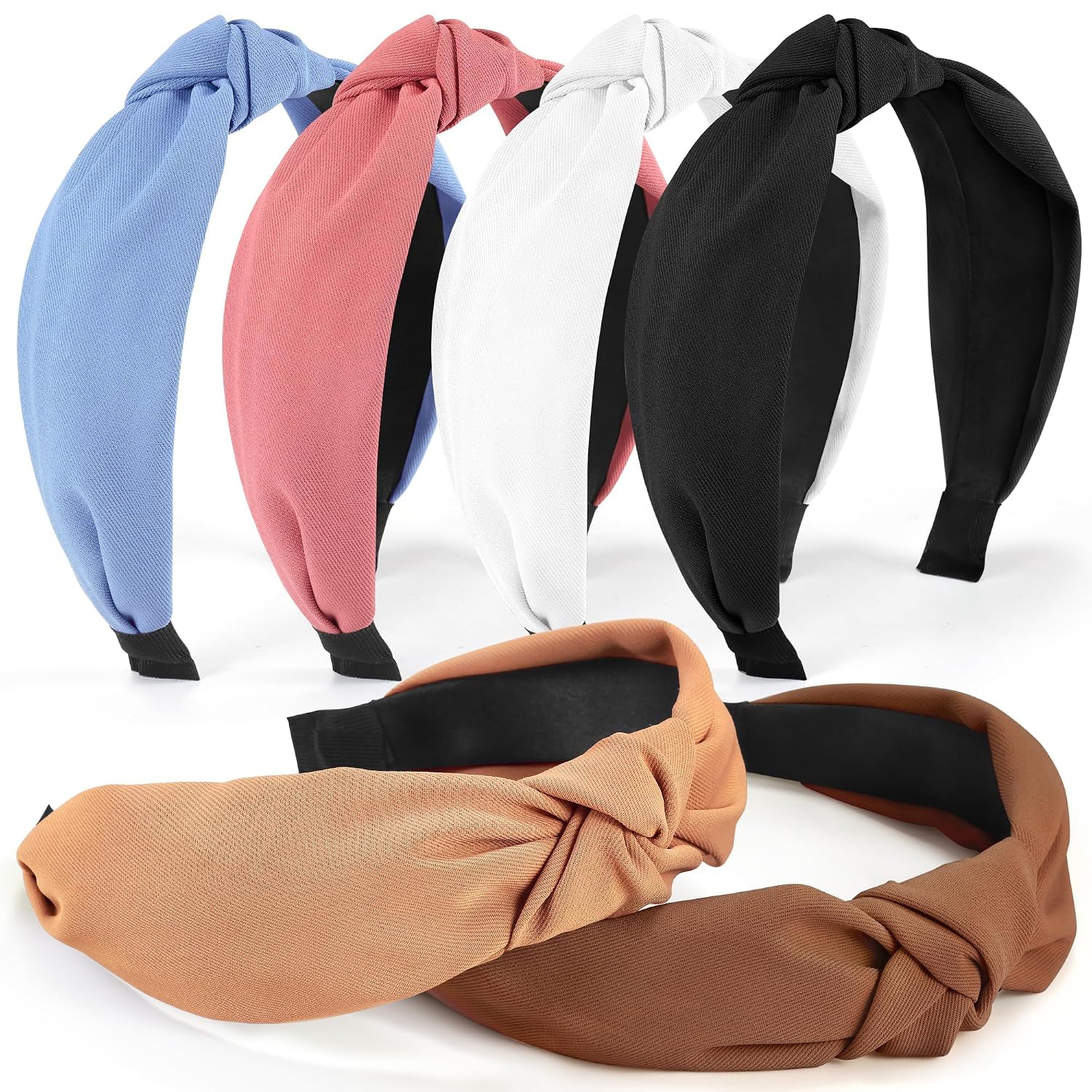 Detalle de DiyJibb Turban-Style Knotted Headbands for Women & Girls (6-Pack) — Wide Top Knot Hair Accessories