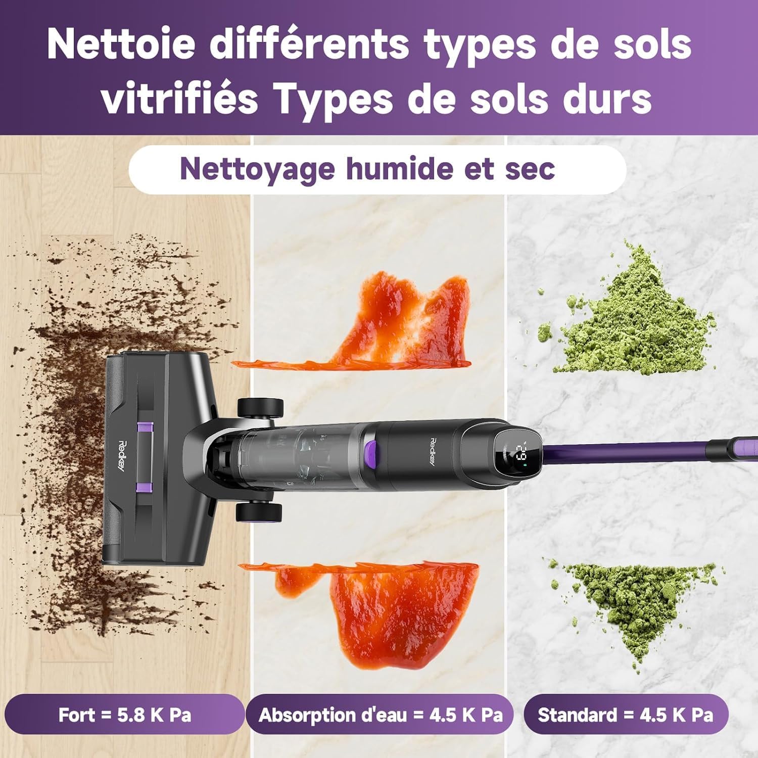 Thumbnail 6 de Redkey W15 – Aspirateur Balai Laveur sans Fil 3 en 1 (26.000 Pa)