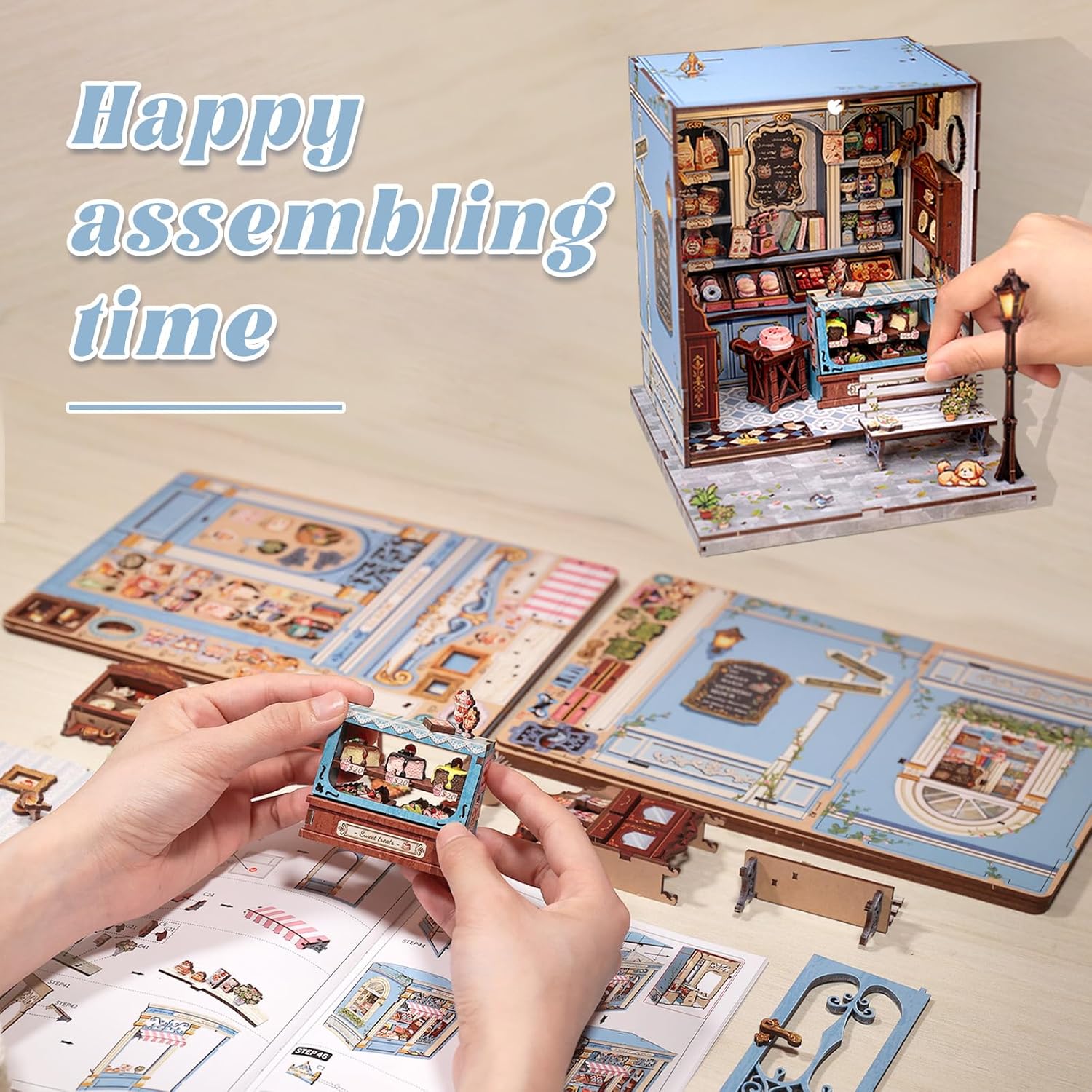 Detalle 2 de Fsolis Book Nook Kit DIY Miniature House (Sweet Marie) — 3D Wooden Puzzle Diorama for Adults