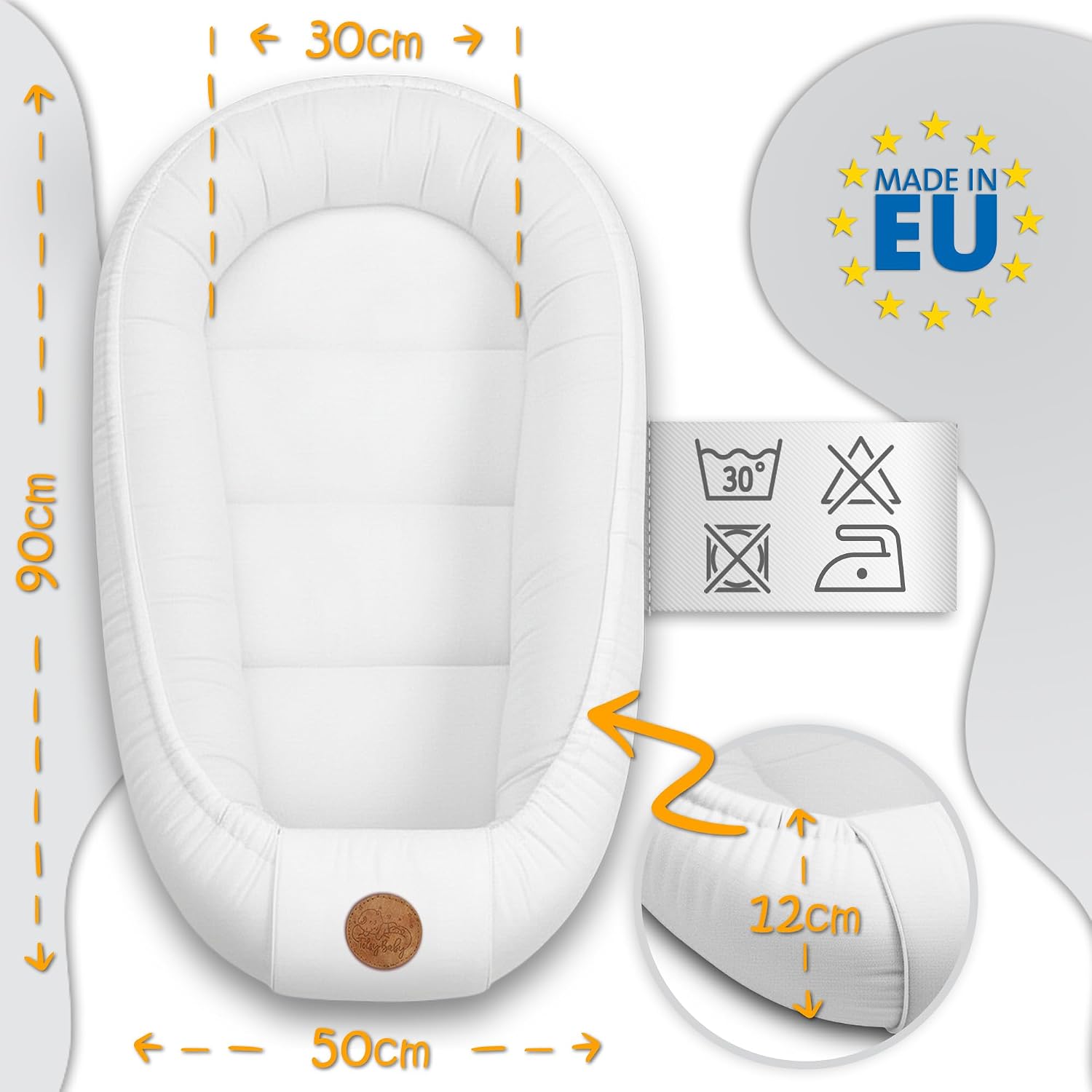 Detalle de Babynest Babynestchen Neugeborene (90 x 50 cm) – tragbares Nest für Bett & unterwegs, Galaxie