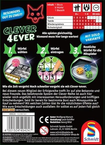 Detalle de Schmidt Spiele 49424 Clever 4-Ever Juego de dados 🎲