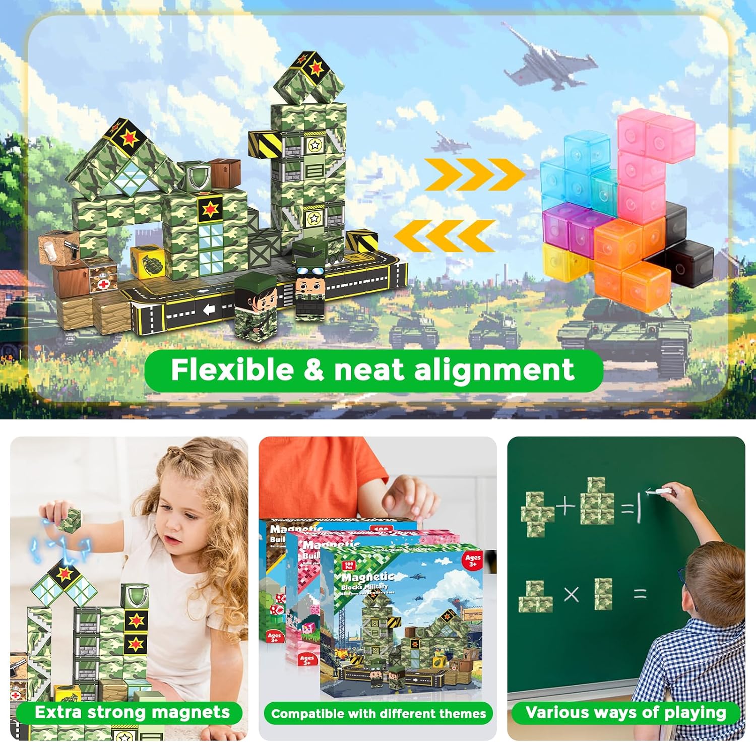 Detalle de Magnetic Building Blocks, 100-Piece Set