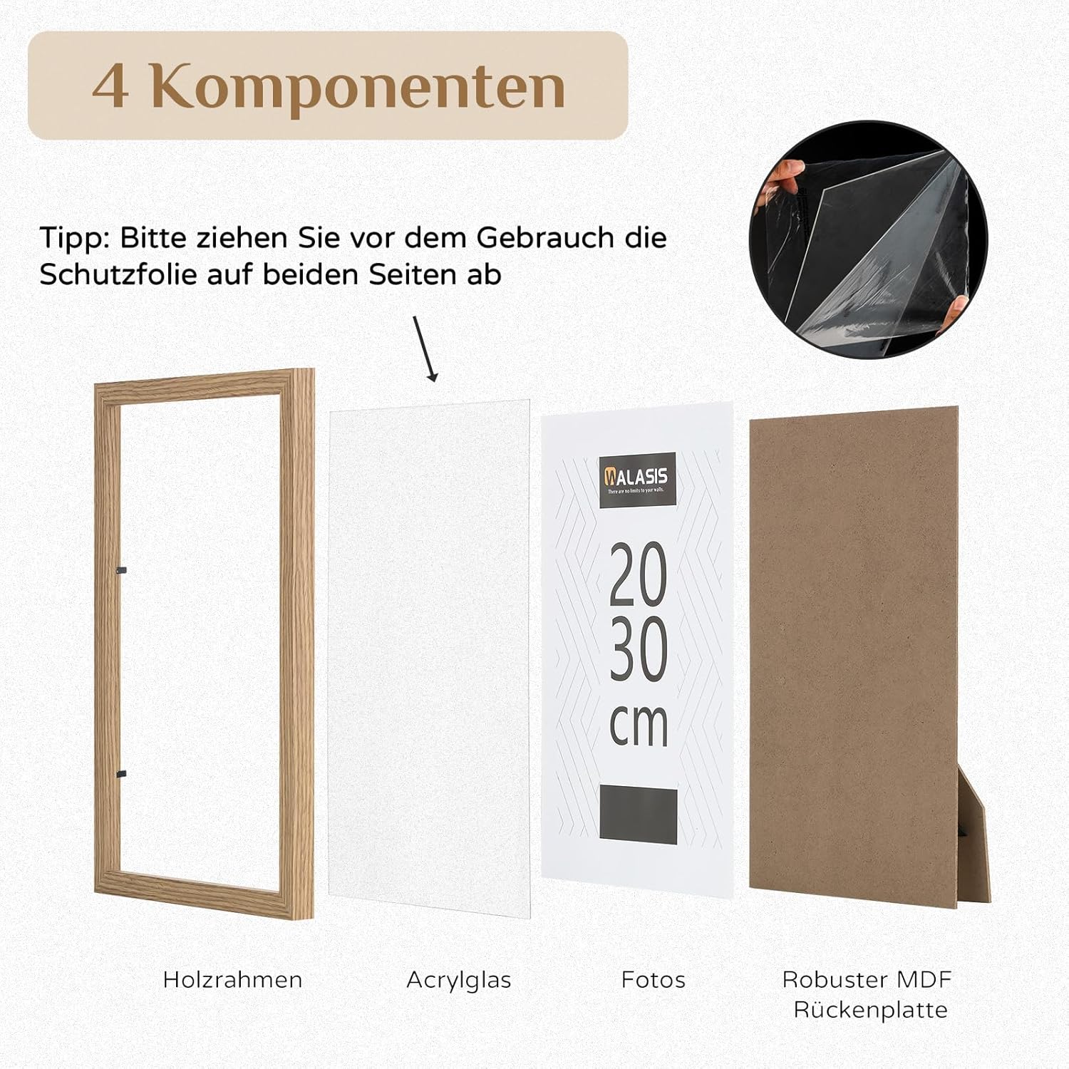 Thumbnail 3 de Walasis lot de 3 cadres photo en chêne naturel 20x30 (format paysage ou portrait)