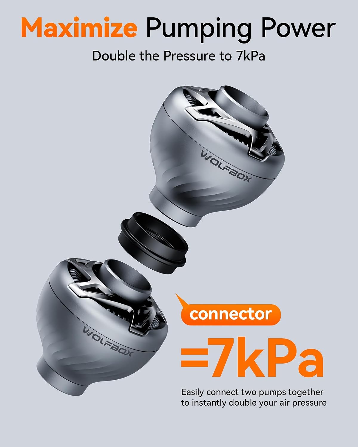 Detalle de WOLFBOX Electric Air Pump for Inflatables: Battery-Free USB-Powered, Ultra-Light at 38g