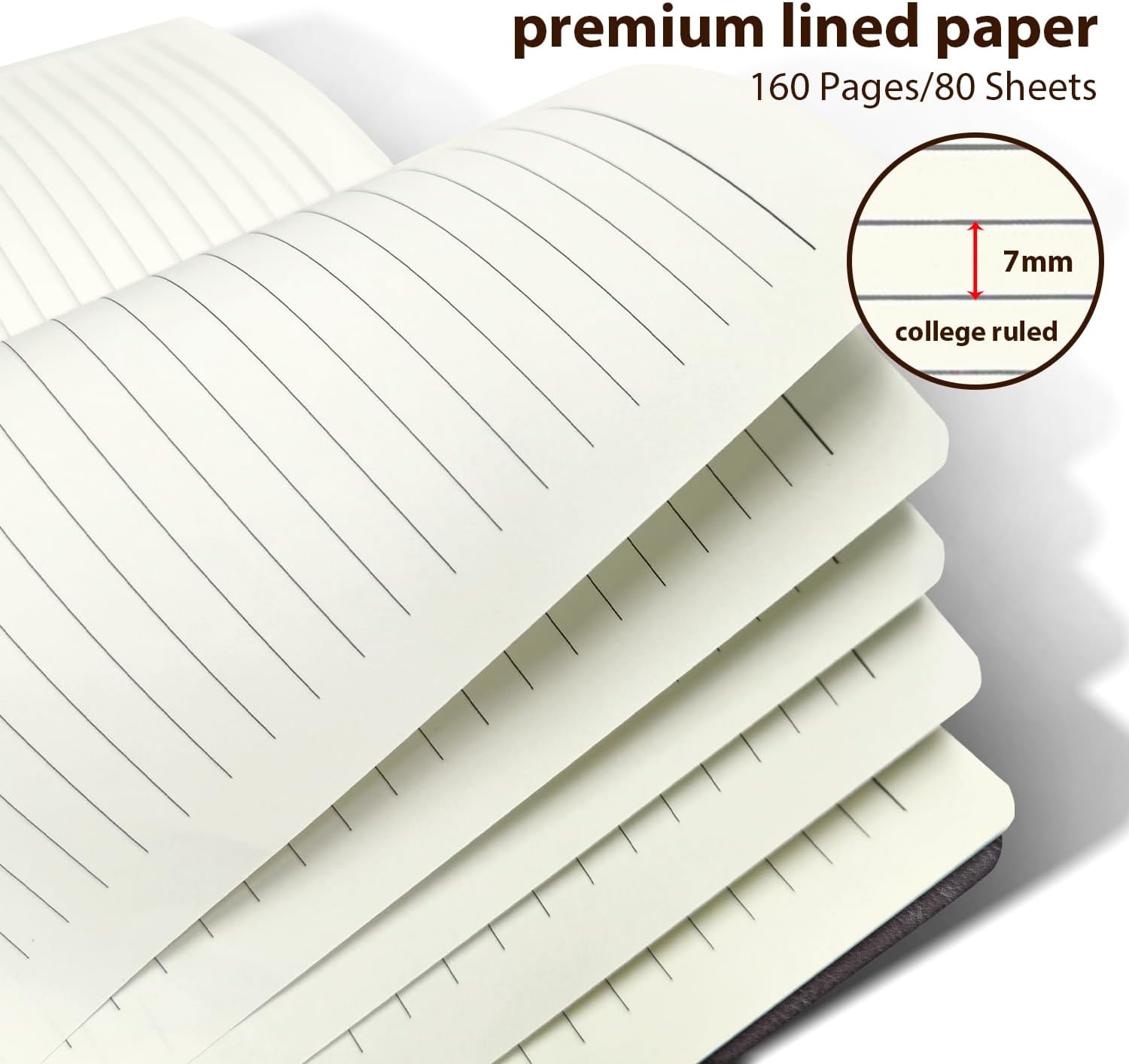 Detalle de DWIYITTN A5 Spiral Notebook, 160 Lined Pages, Dark Brown Hardcover