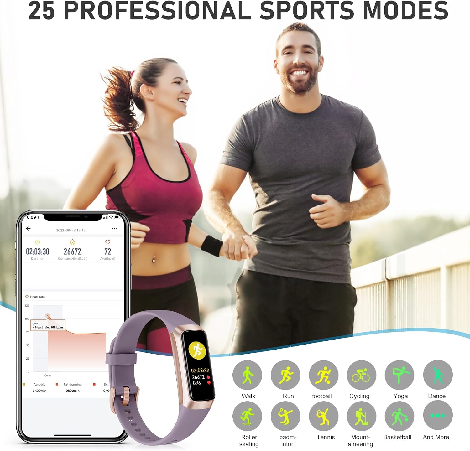 Detalle de Moremore C60 Fitness Tracker with 1.1-Inch AMOLED Screen, 25 Sports Modes