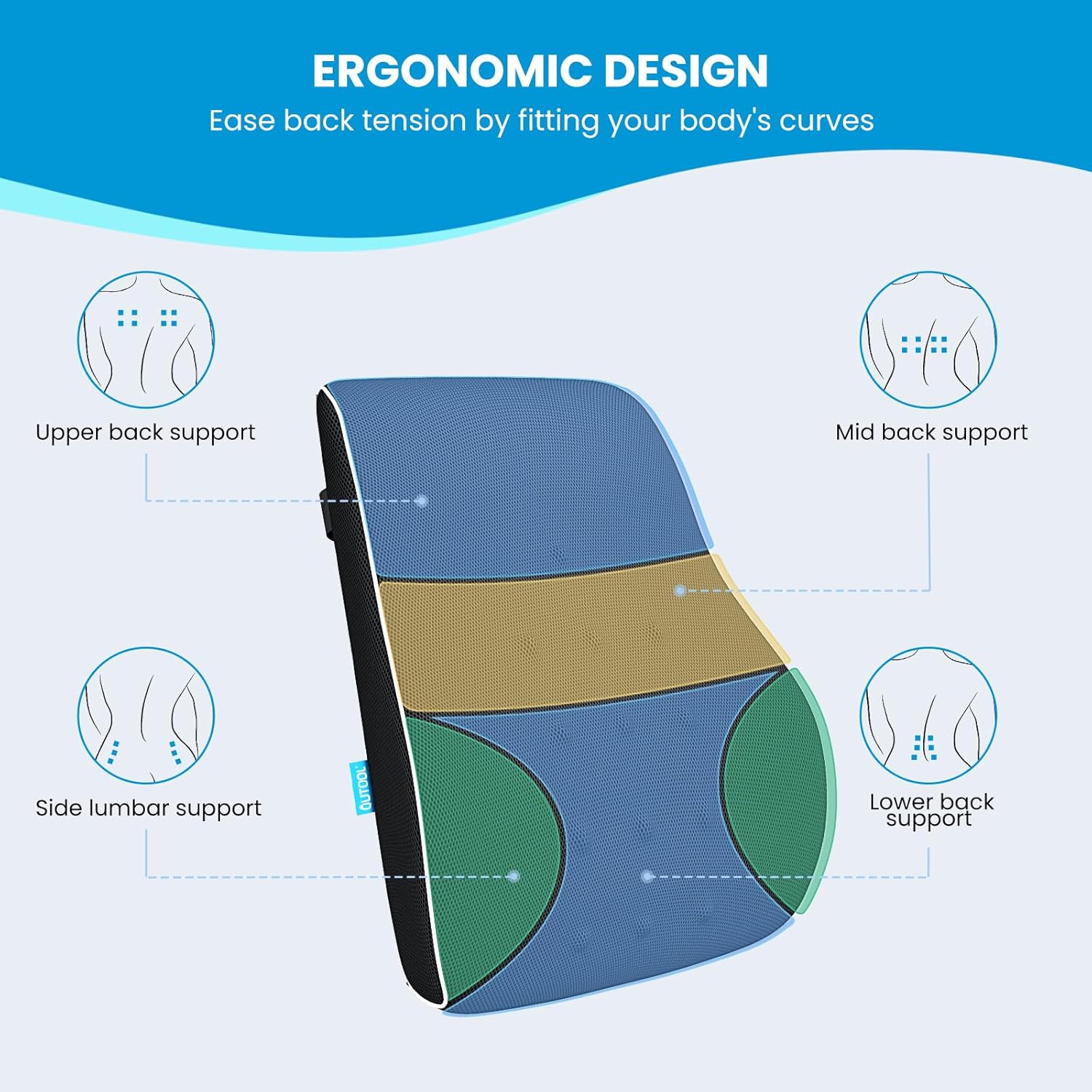 Thumbnail 5 de Qutool Lumbar Support Pillow 12.6x15.4x3.5