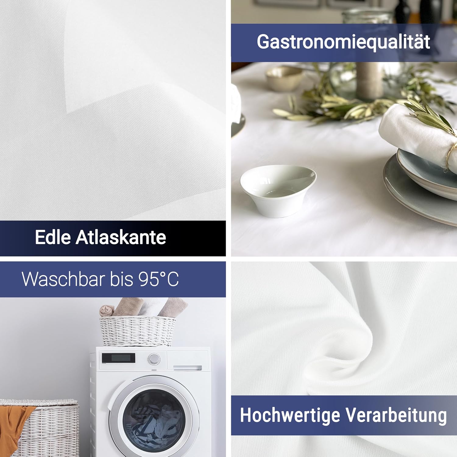 Thumbnail 3 de ZOLLNER Tischdecke 140x240 cm – mercerisierte Atlaskante, waschbar bis 95°C, OEKO-TEX zertifiziert