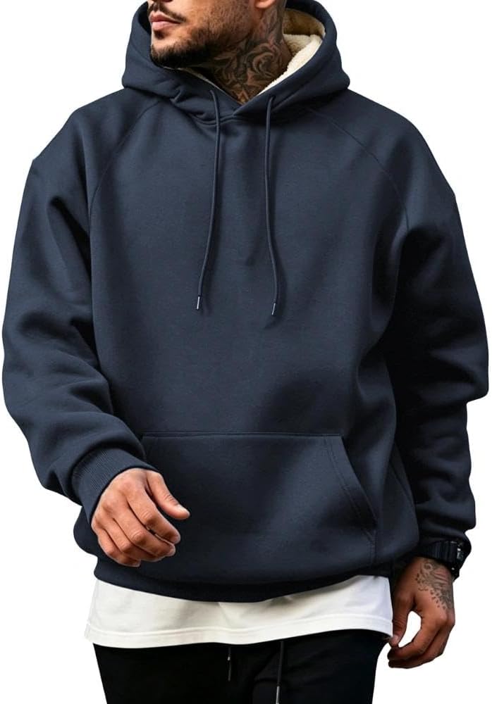 Detalle 2 de Dpeng gevoerde fleecehoodie voor heren met capuchon en kangoeroezak