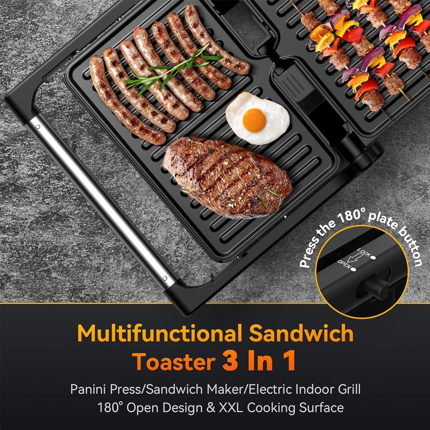 Thumbnail 1 de YASHE Sandwich Toaster 1500W panini press