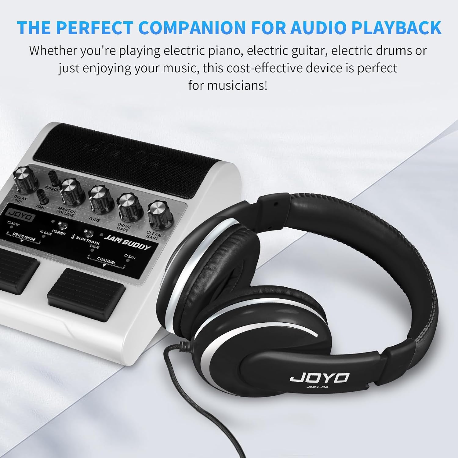 Detalle 1 de JOYO JMH-04 Over-Ear Studio Headphones, 40mm Driver, 3.5mm/6.35mm Jacks