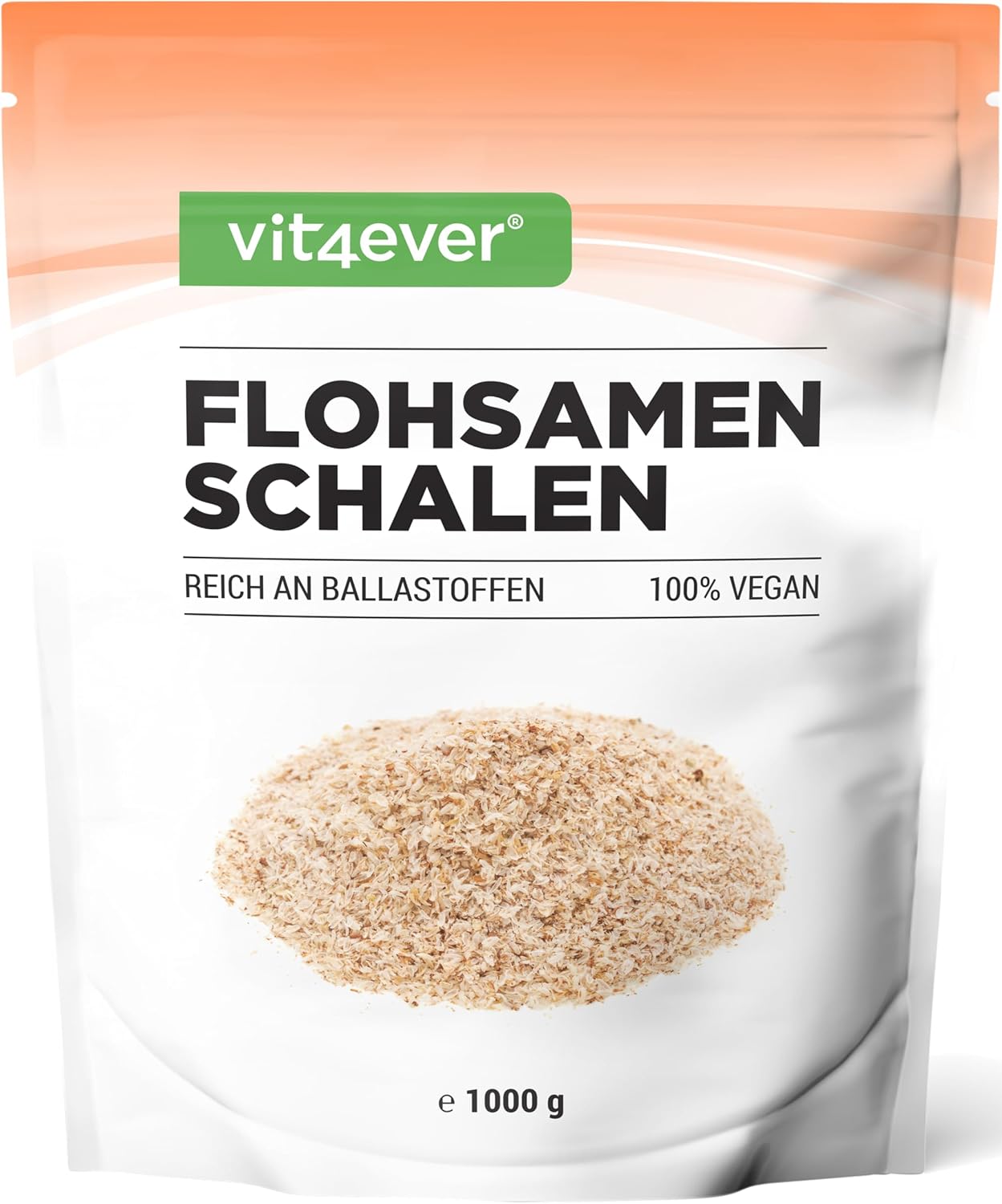 Detalle de vit4ever Flohsamenschalen 99% Reinheit (1.000 g) – vegane Psyllium-Husks ohne Zusätze