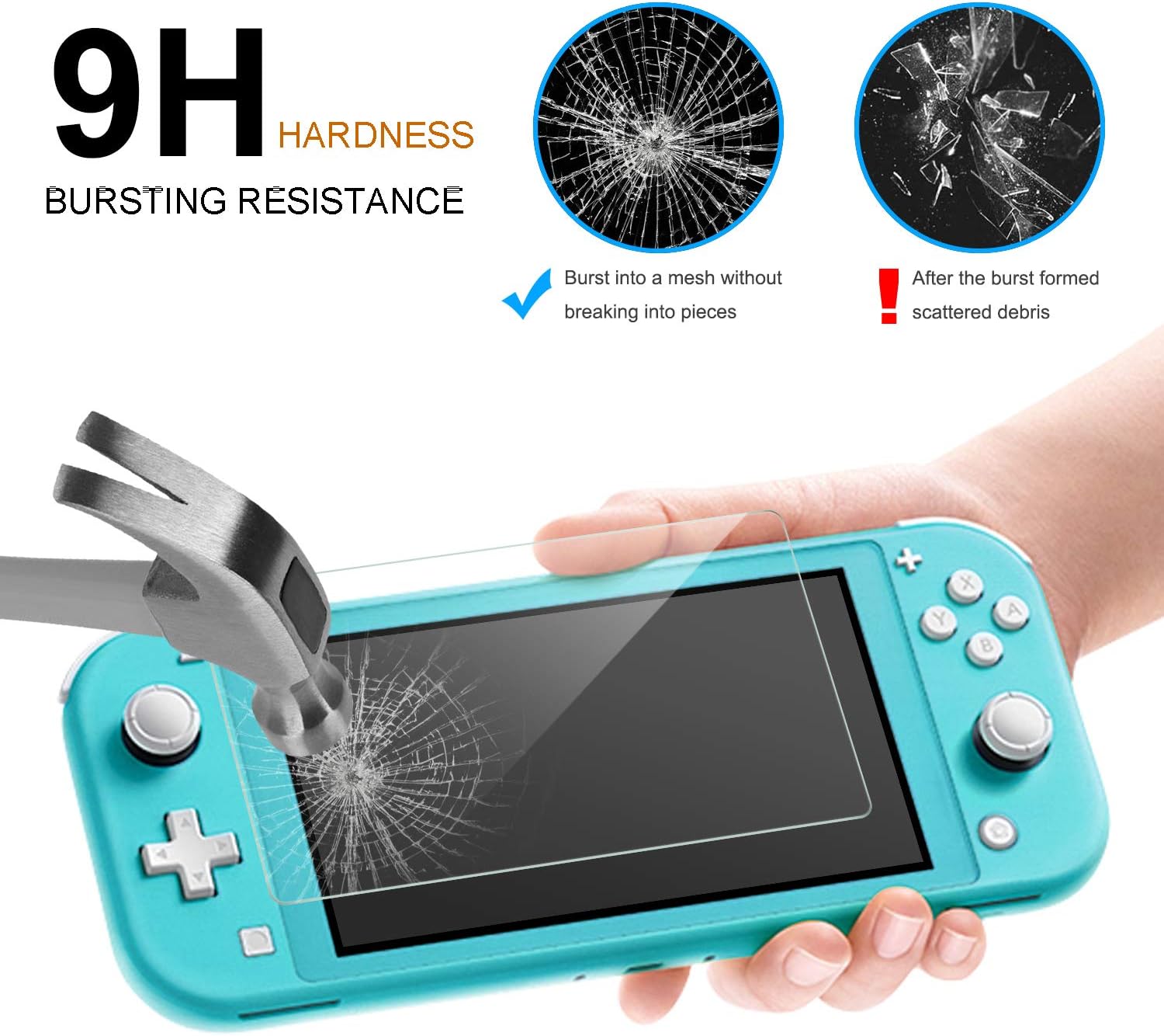 Detalle de Crystal Clear Cover Case for Switch Lite with Glass Screen Protector