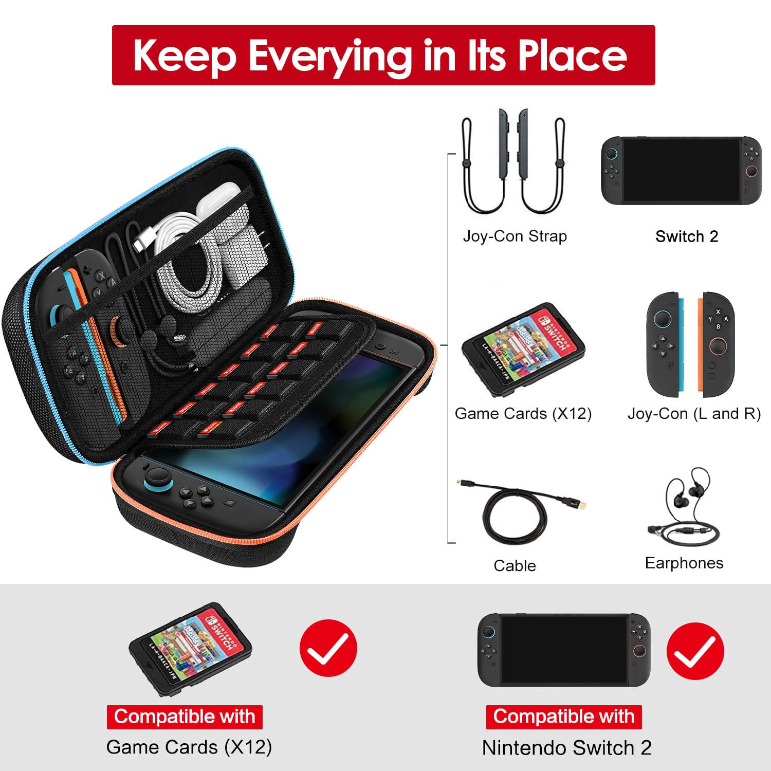 Thumbnail 1 de ivoler Carrying Case for Nintendo Switch 2, 12-slot case