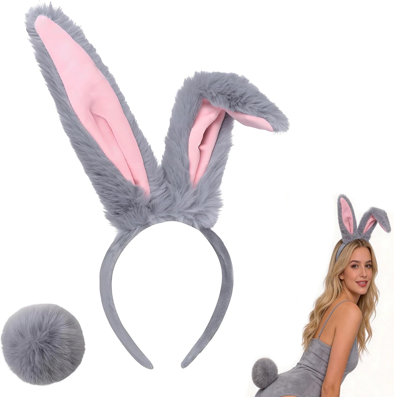 Detalle de CaeyBrye Bunny Ears Headband Set Gray