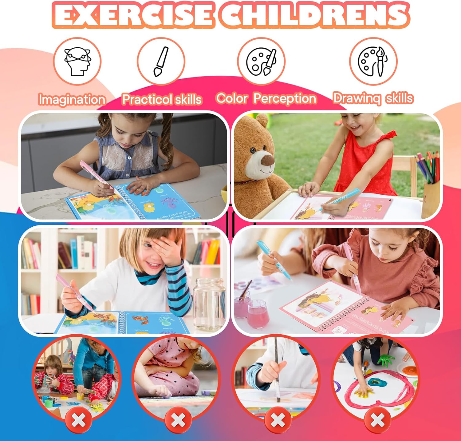 Thumbnail 5 de 5 Pack Reusable Water Colouring Books for Toddlers (Water Doodle / Paint with Water)