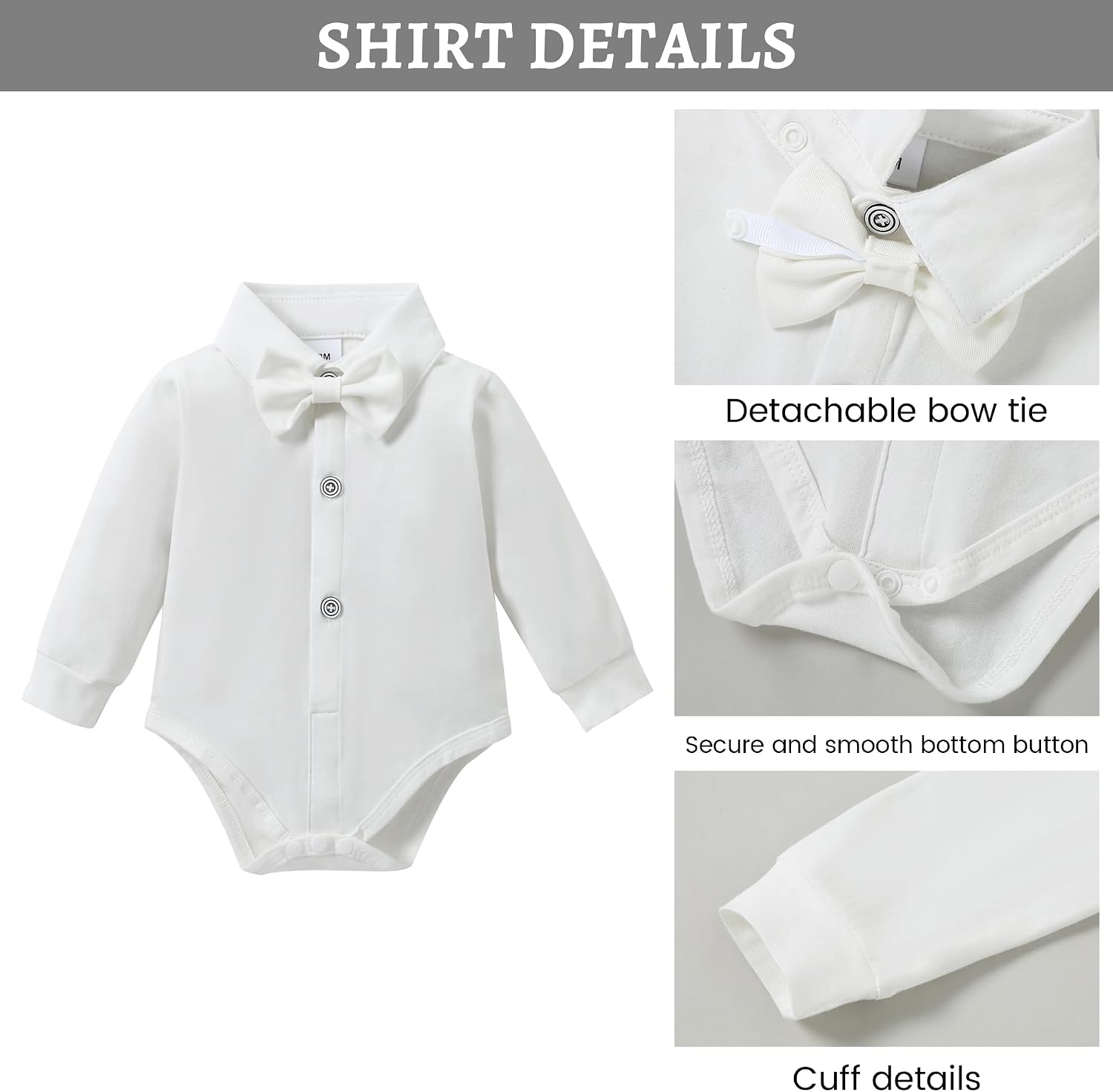 Detalle 2 de ZOEREA Baby Jungen Gentleman Anzug-Set (0–18 Monate) für Hochzeit, Taufe & Festlichkeiten