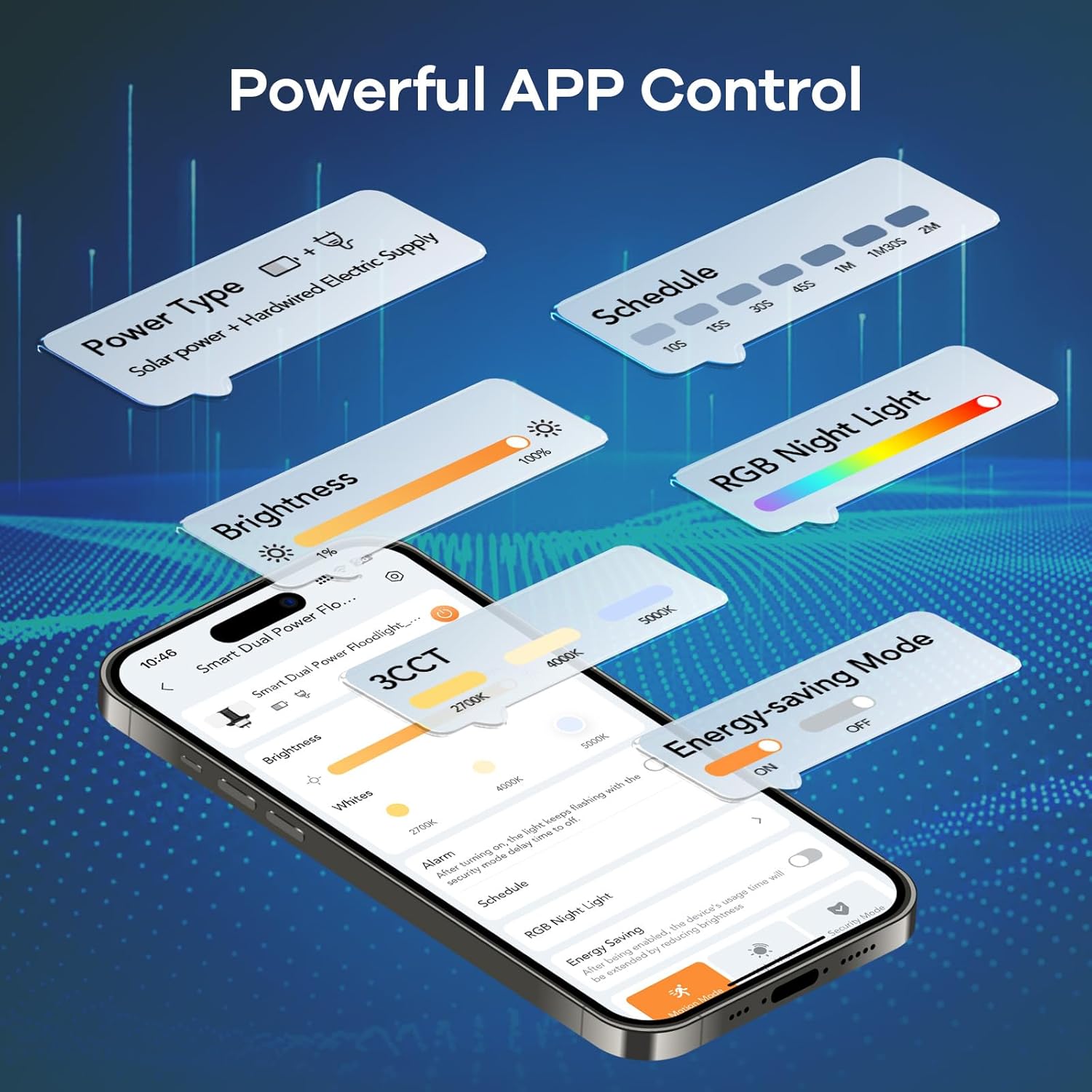 Thumbnail 1 de Linkind Smart Hybrid Security Light (Solar & Mains) 25W 3000LM with 240° PIR, App Control, CCT Dimmable & RGB