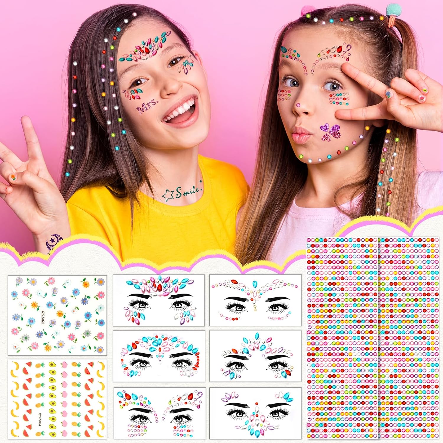Detalle de Glitzer Tattoo Set Kinder – 24 Glitzerfarben, 150 Schablonen und mehr für kreative Hautkunst
