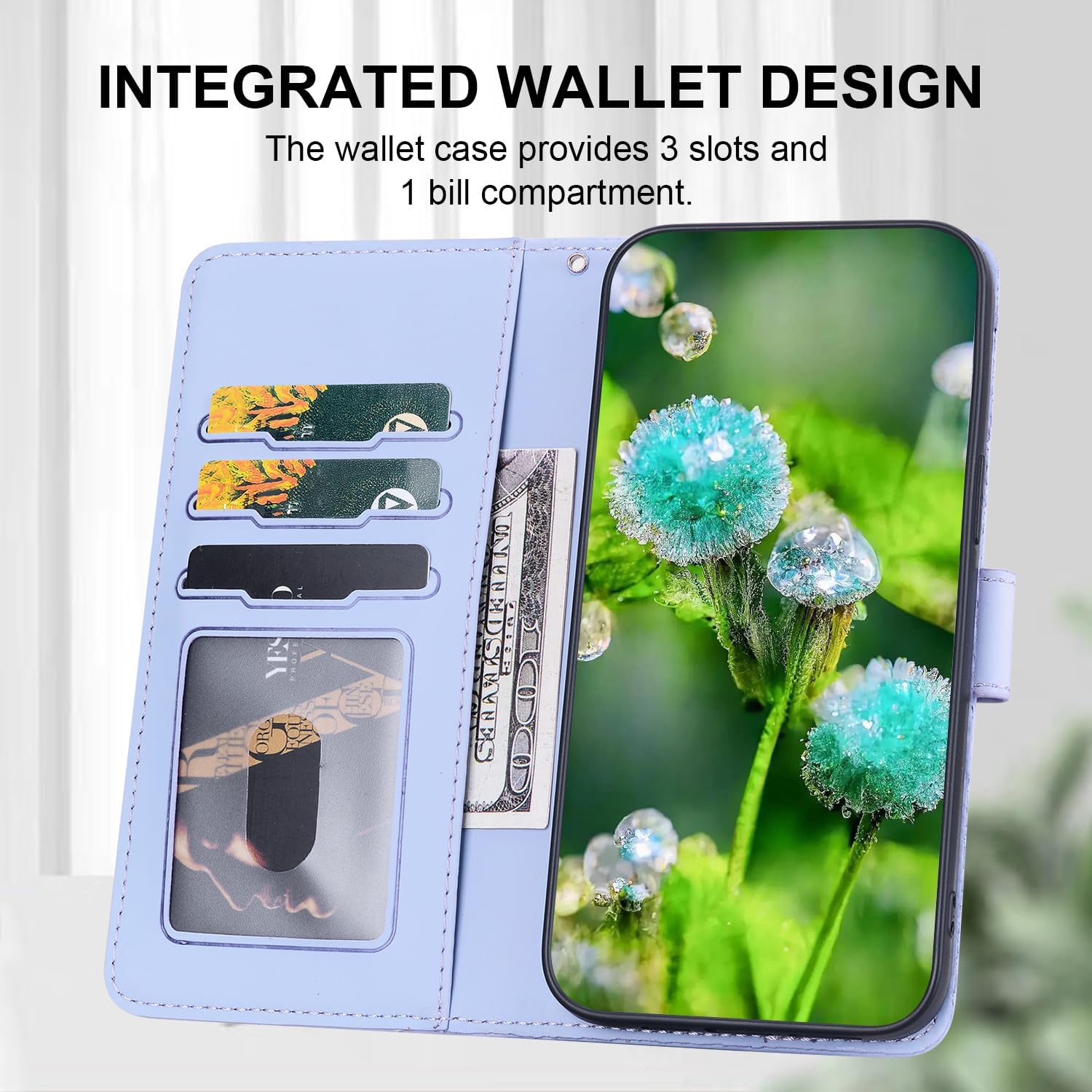 Detalle de Nbziyoo Flip Wallet Hülle für Samsung Galaxy S25 Plus / S24 Plus – Lila, Kartenfach, Magnetverschluss, Standfunktion