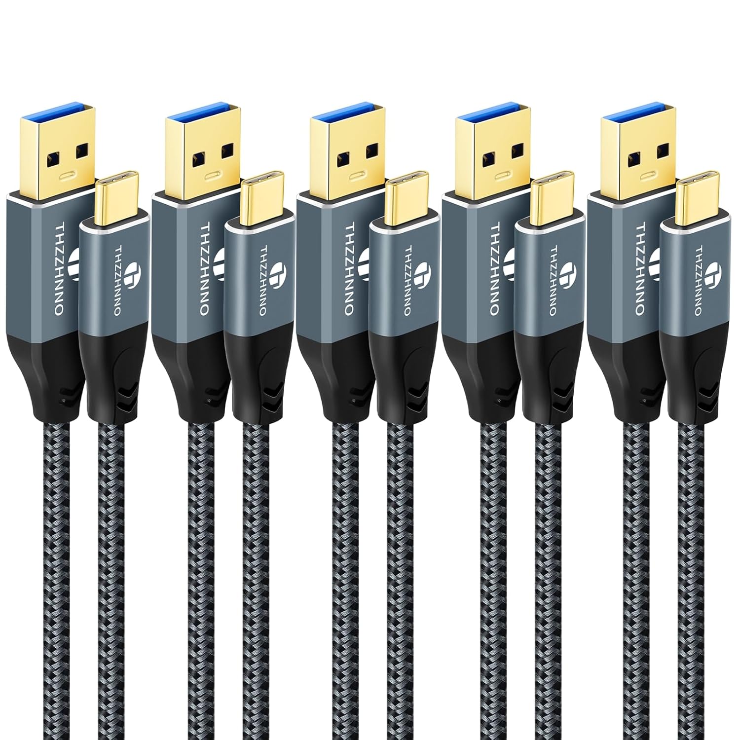 Detalle de Thzzhnno USB-A auf USB-C Kabel (1 m, 5er-Set) mit USB 3.1/3.2 Gen2 bis 10 Gbit/s