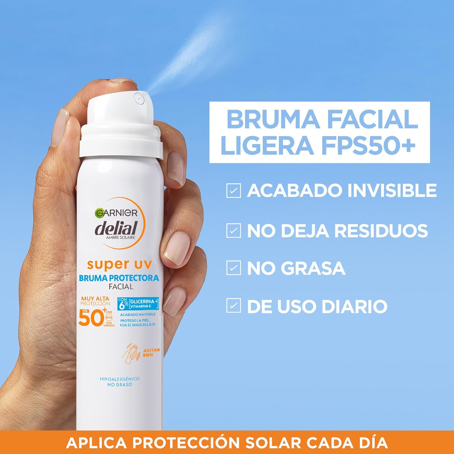 Thumbnail 1 de GARNIER DELIAL Bruma Facial Solar FPS50+ para Pieles Sensibles ☀️