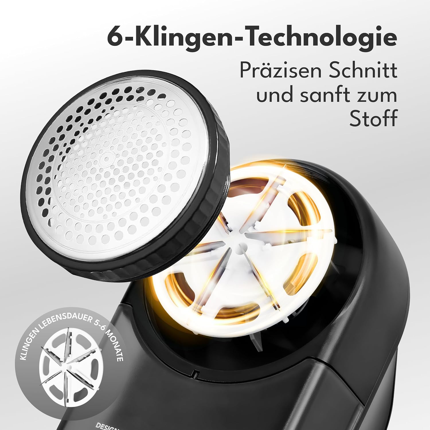 Detalle de LEBENLANG elektrischer Fusselrasierer 2000 mAh Akku – mit LED-Anzeige & Reinigungspinsel