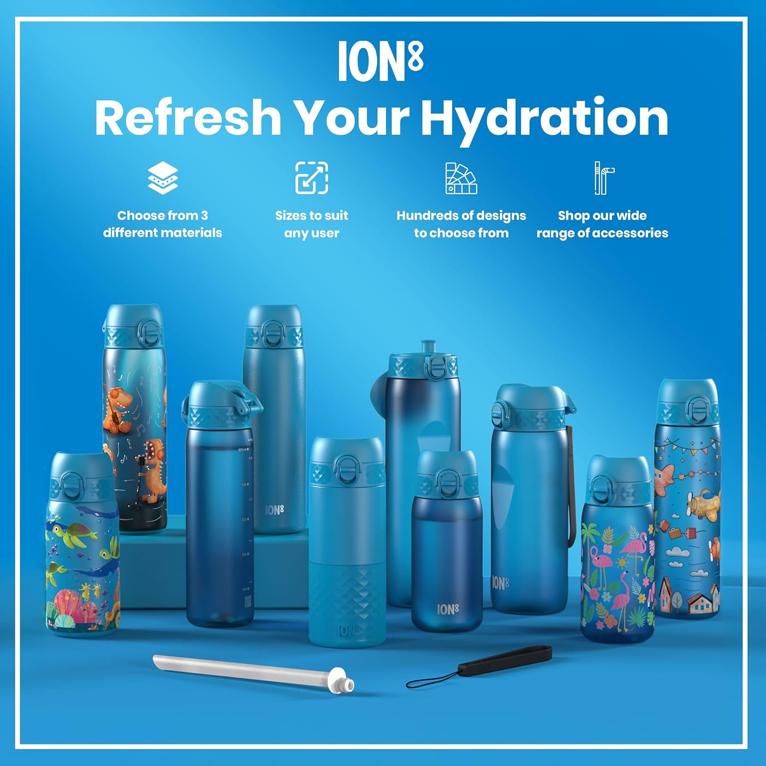 Thumbnail 6 de Ion8 1 Litre Water Bottle with Times to Drink – Leak-Proof, BPA Free, 1 Litre, White