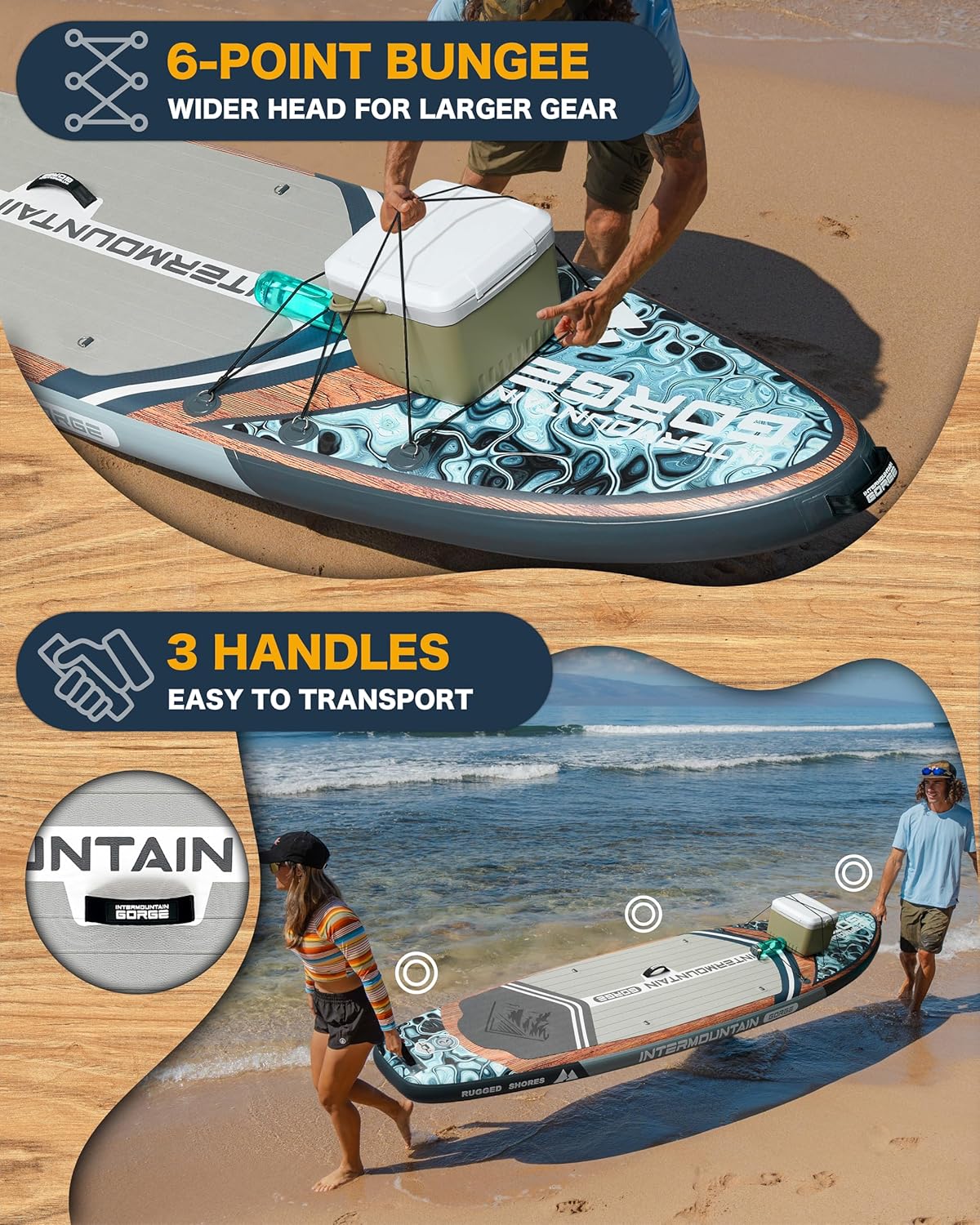 Detalle de Intermountain 11'x34 Ultra Wide Inflatable Paddle Board with 420 lb Capacity