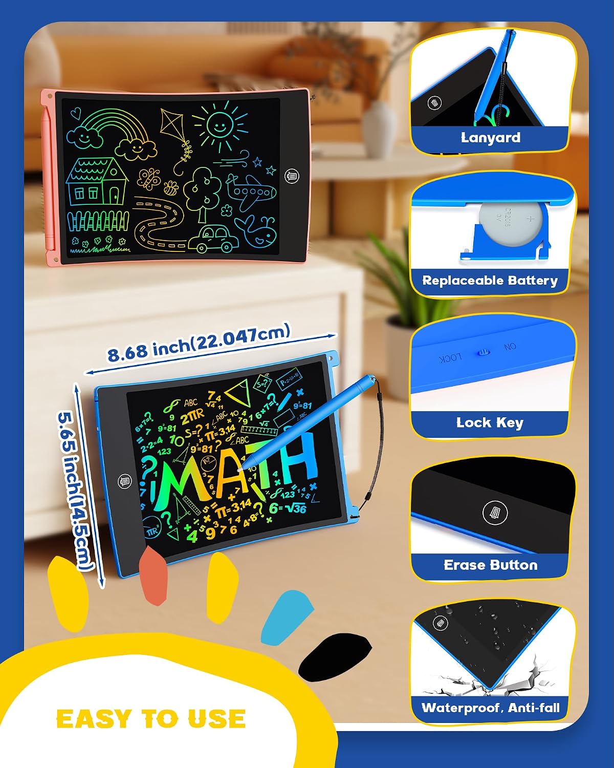 Detalle de bravokids 8.5-inch LCD Writing Tablet for Kids ✏