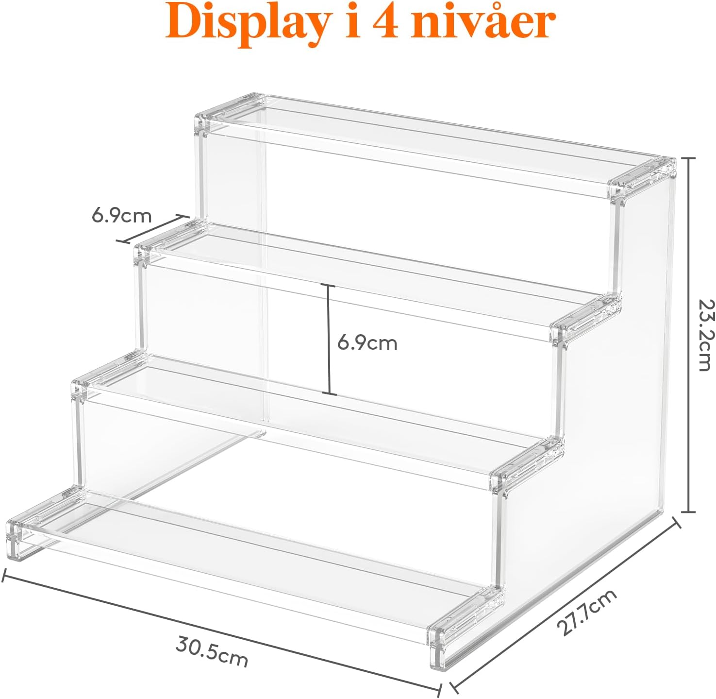 Detalle 2 de Lifewit 23115 displayställ i 4 nivåer, transparent plast, 2-pack