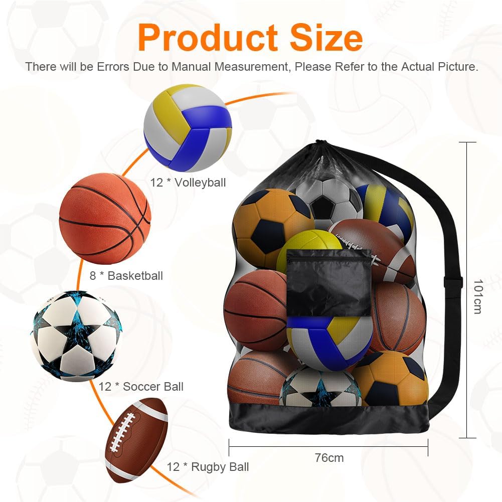Detalle 2 de AMFUN Extra Large Football Mesh Bag with Adjustable Shoulder Strap – Waterproof Storage for Balls